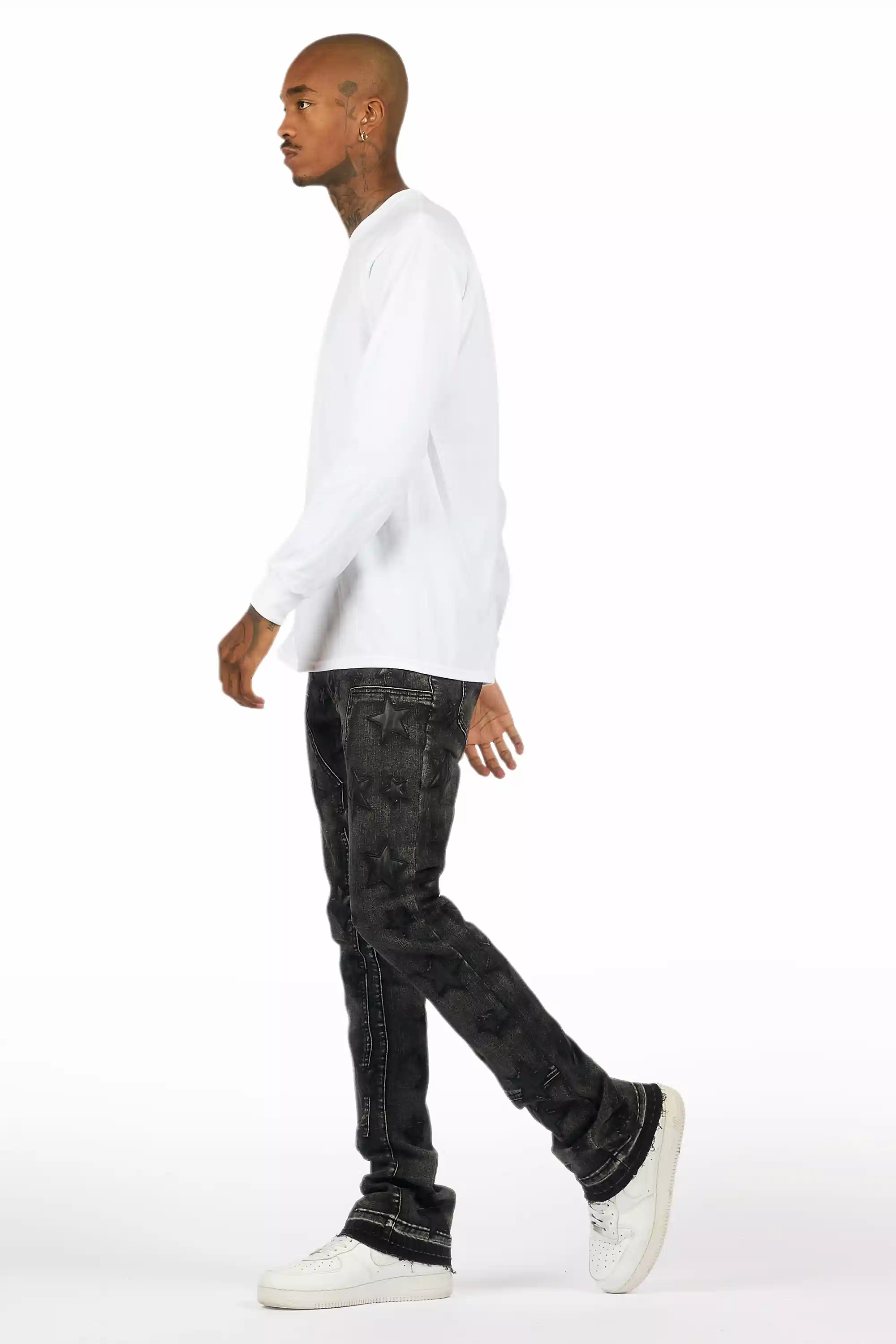 Starship Dark Grey/Black Stacked Flare Jean - Image 8
