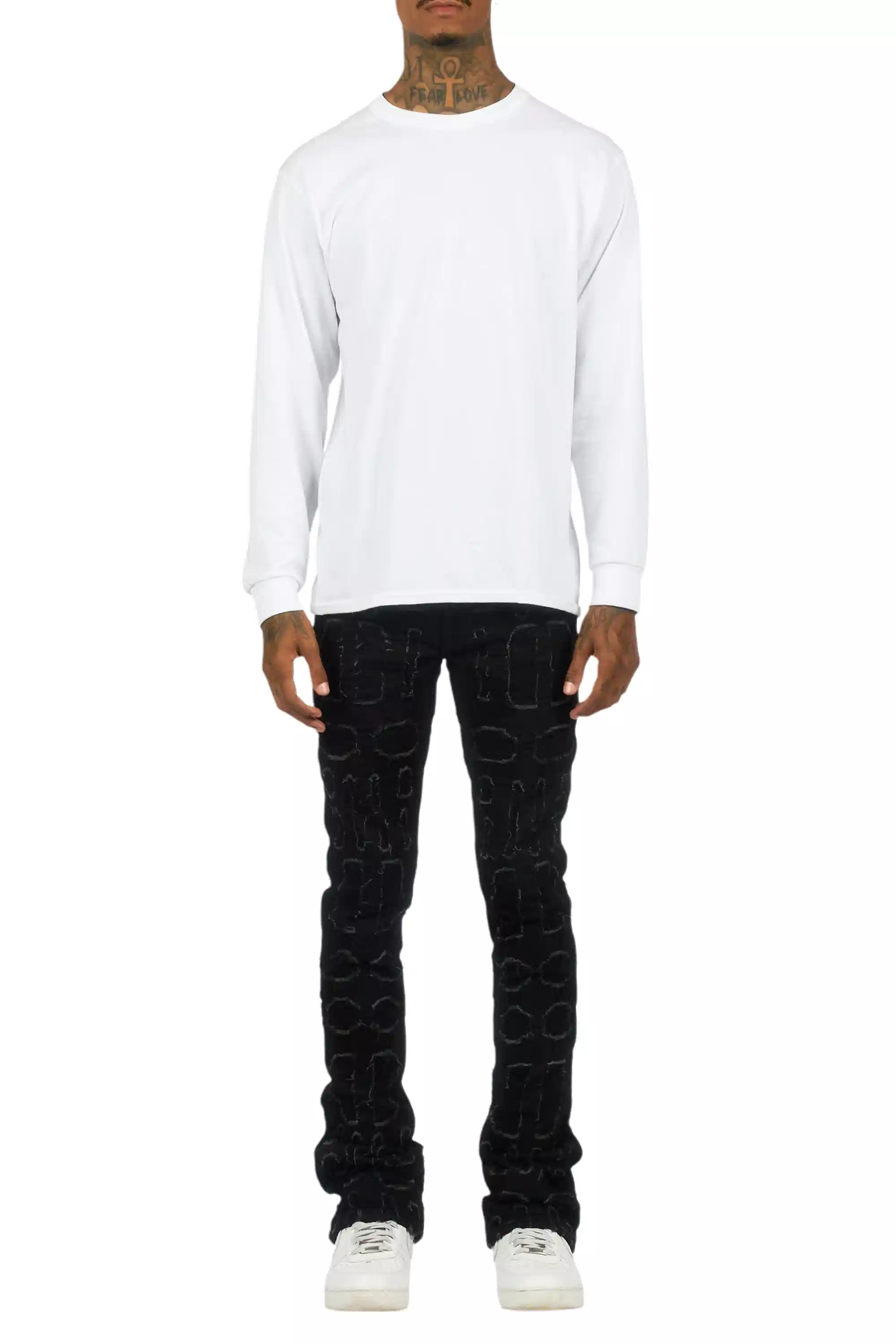 Gribo Black Stacked Flare Jean - Image 11