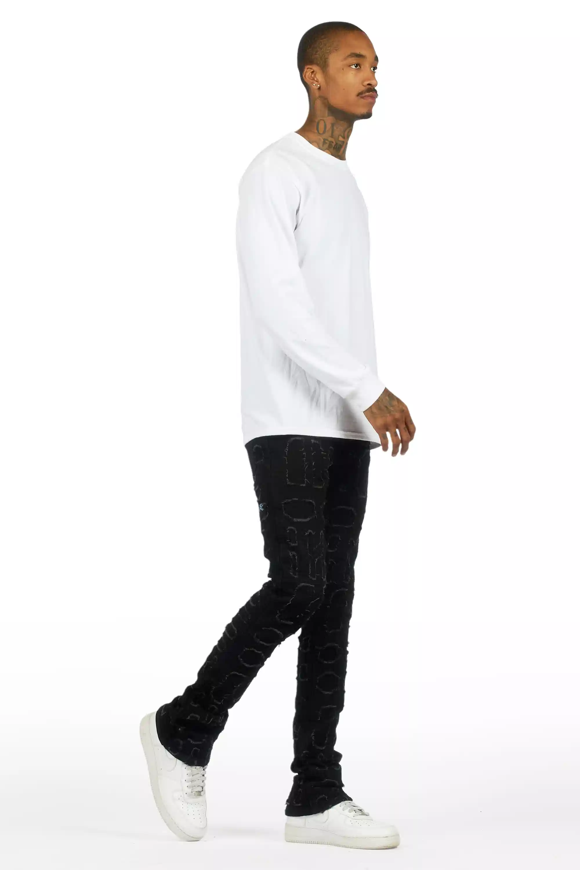 Gribo Black Stacked Flare Jean - Image 4