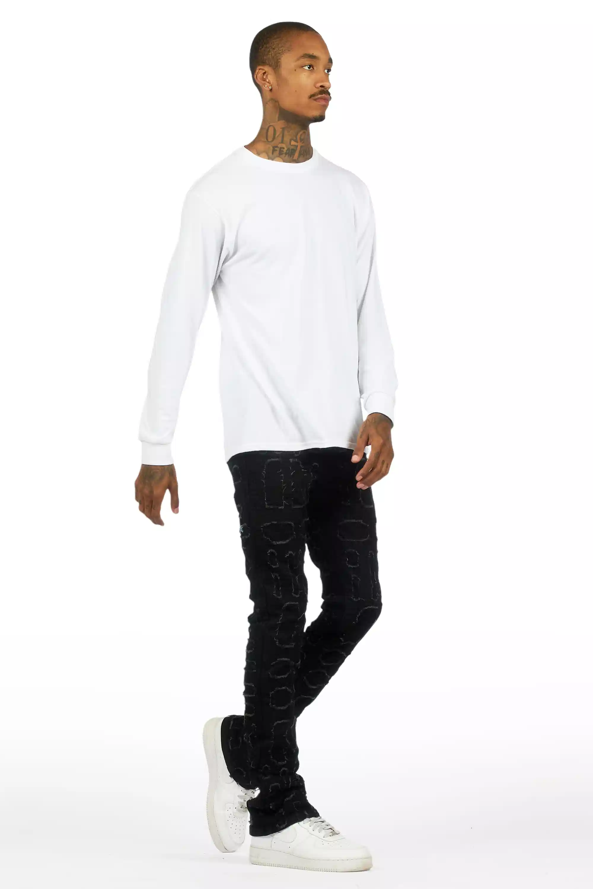 Gribo Black Stacked Flare Jean - Image 5
