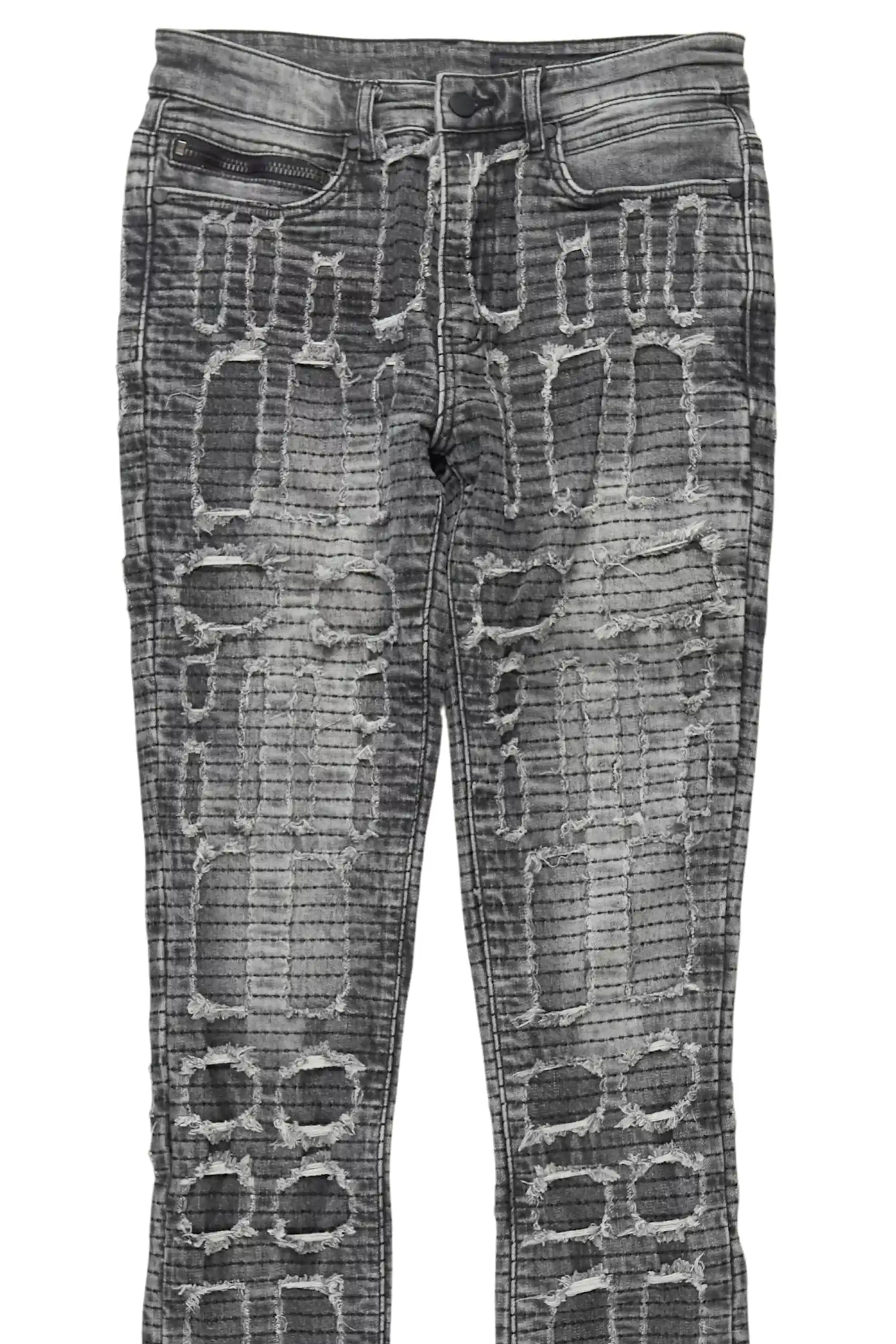 Gribo Grey Stacked Flare Jean - Image 7