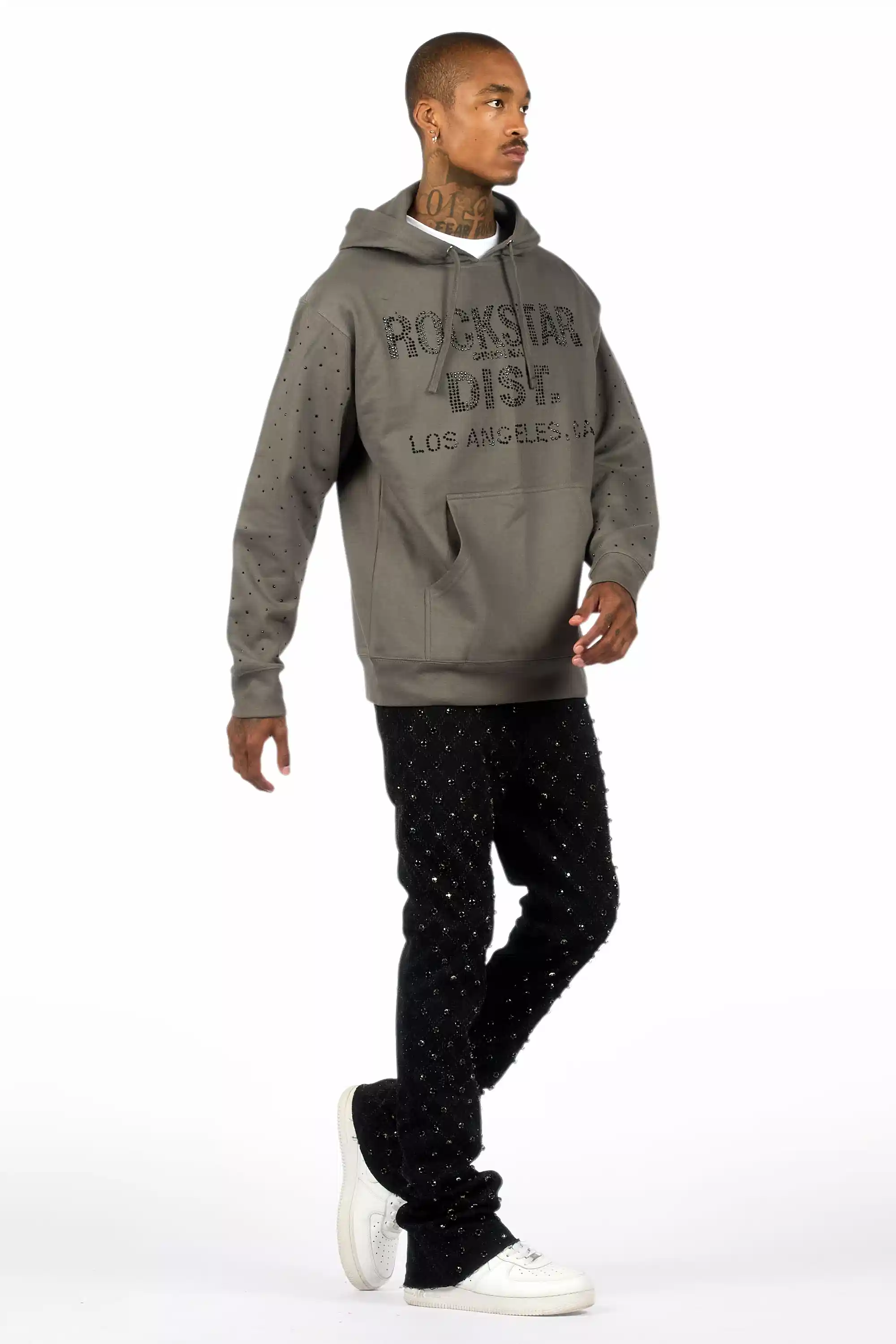 Glit Jet Black Rhinestone Stacked Flare Jean - Image 5