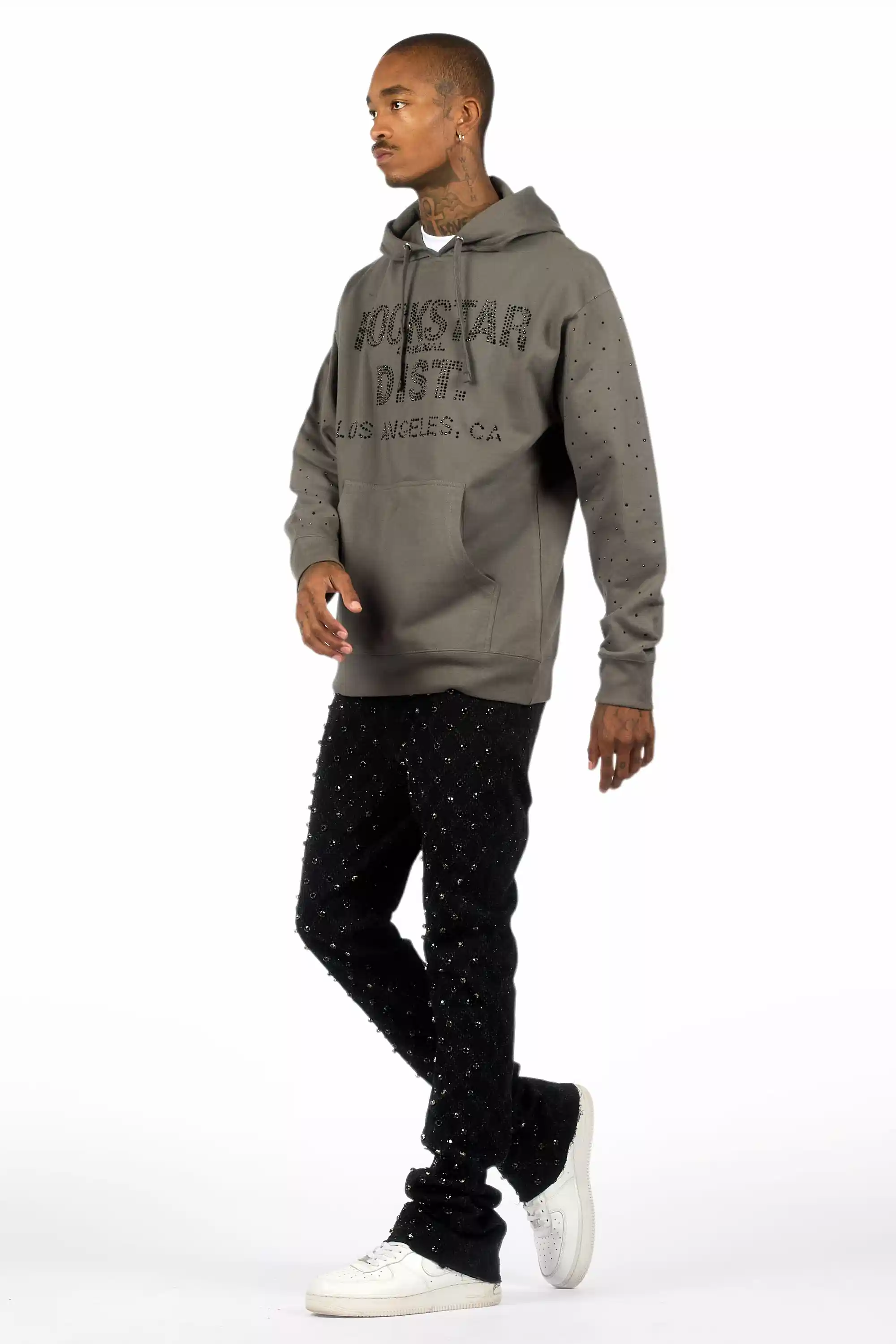 Glit Jet Black Rhinestone Stacked Flare Jean - Image 7