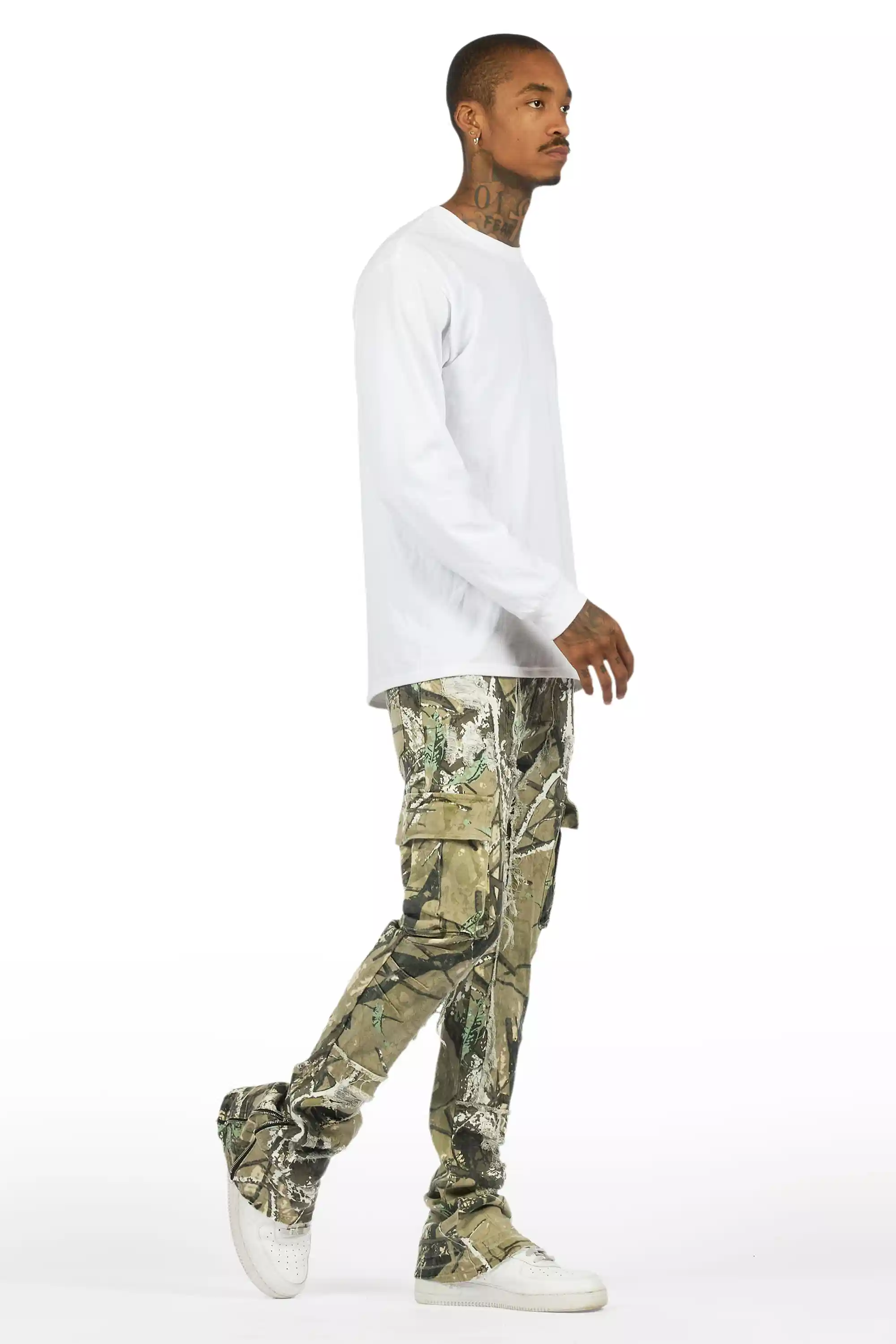 Aftermath Tree Camo/White Stacked Flare Jean - Image 4
