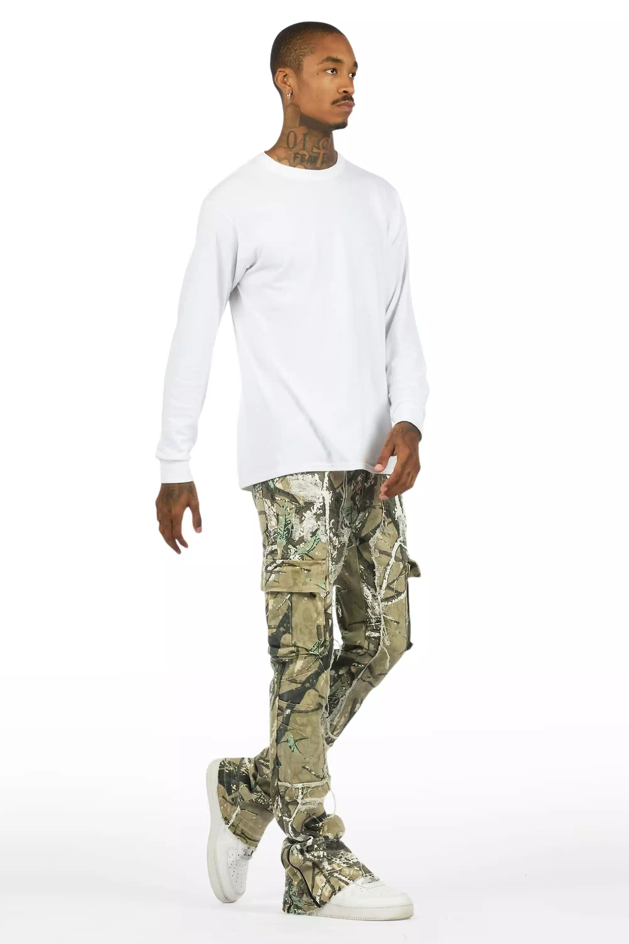 Aftermath Tree Camo/White Stacked Flare Jean - Image 5