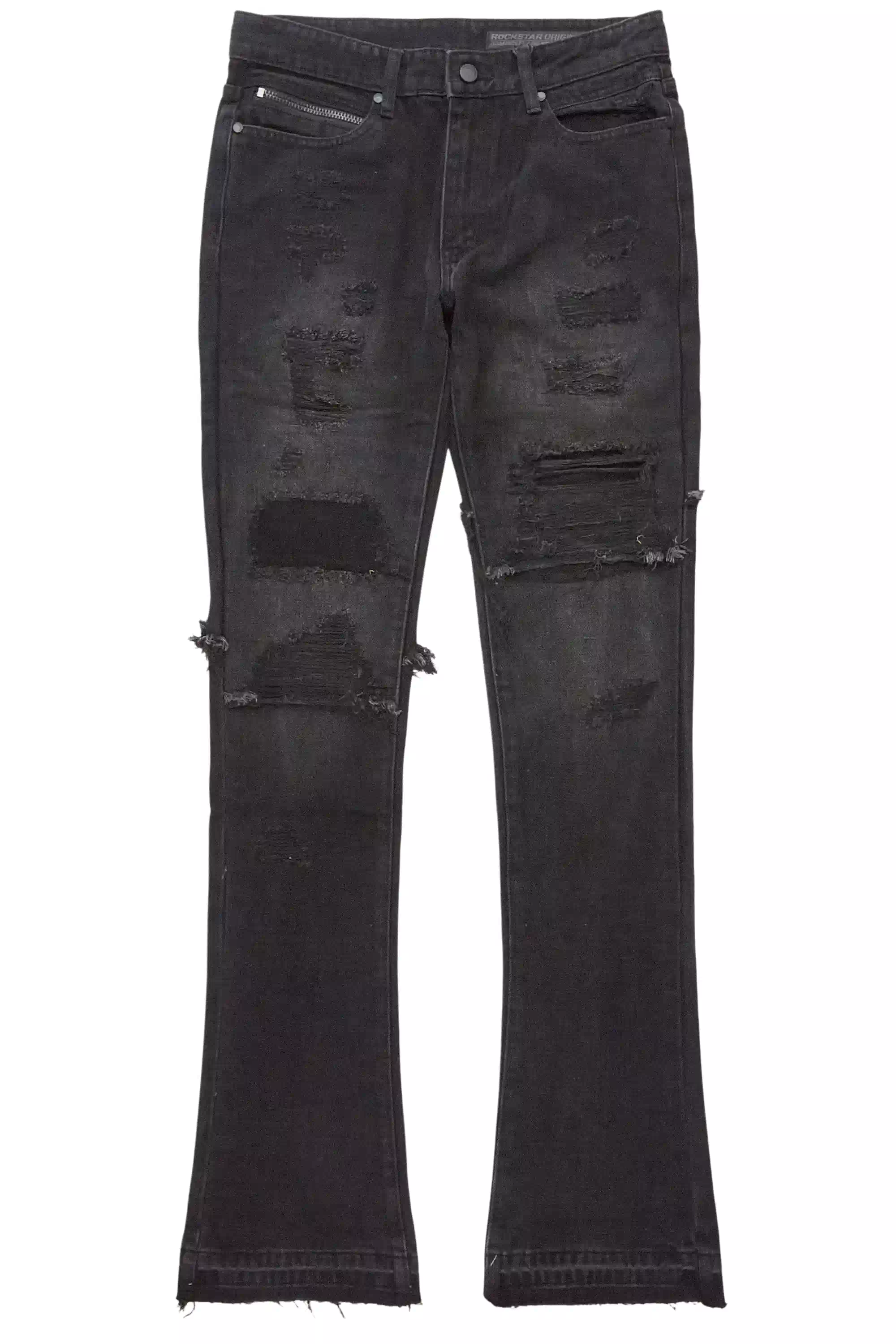 Foreign Dark Grey Wash Stacked Flare Jean - Image 8