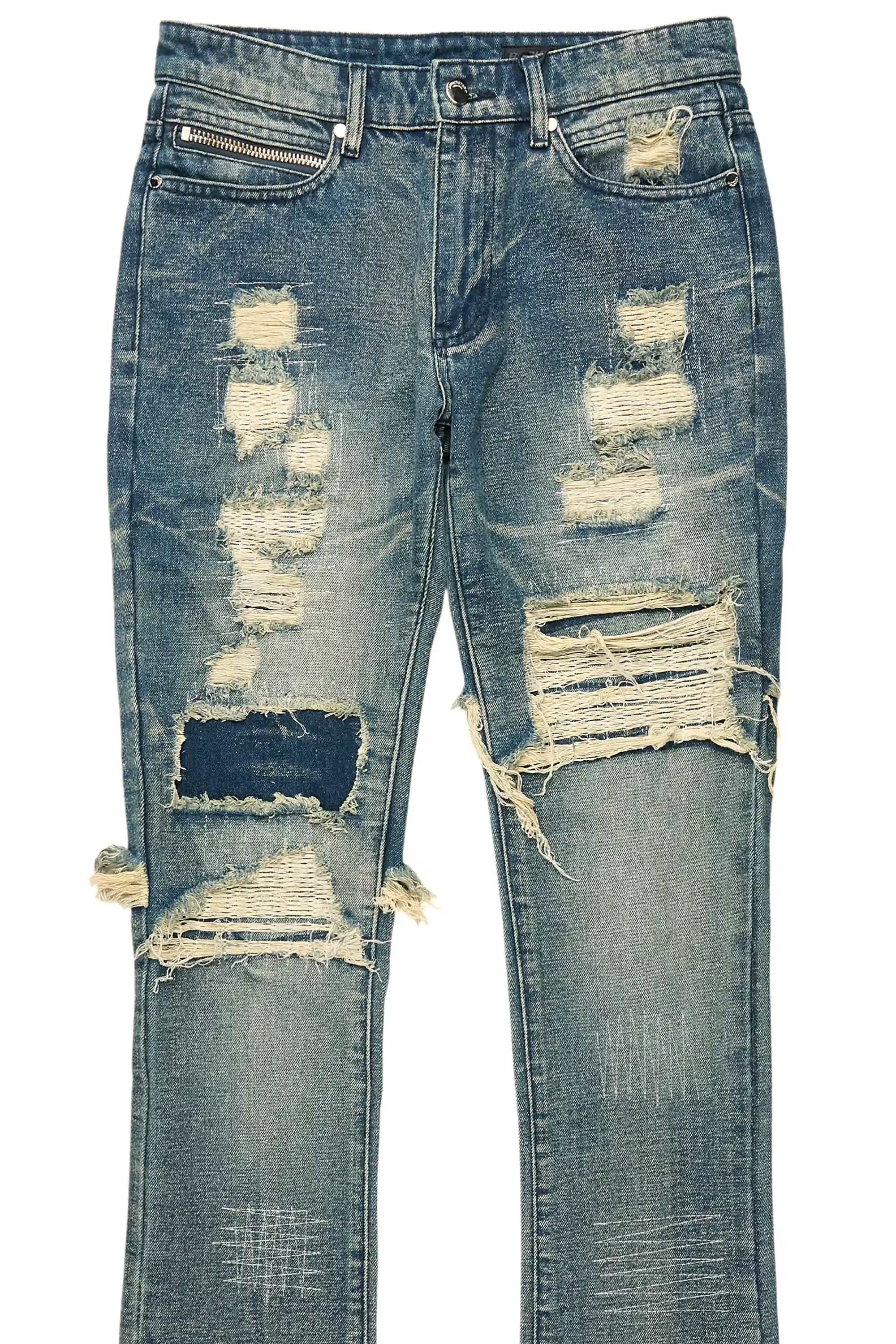 Foreign Medium Blue Wash Stacked Flare Jean - Image 7