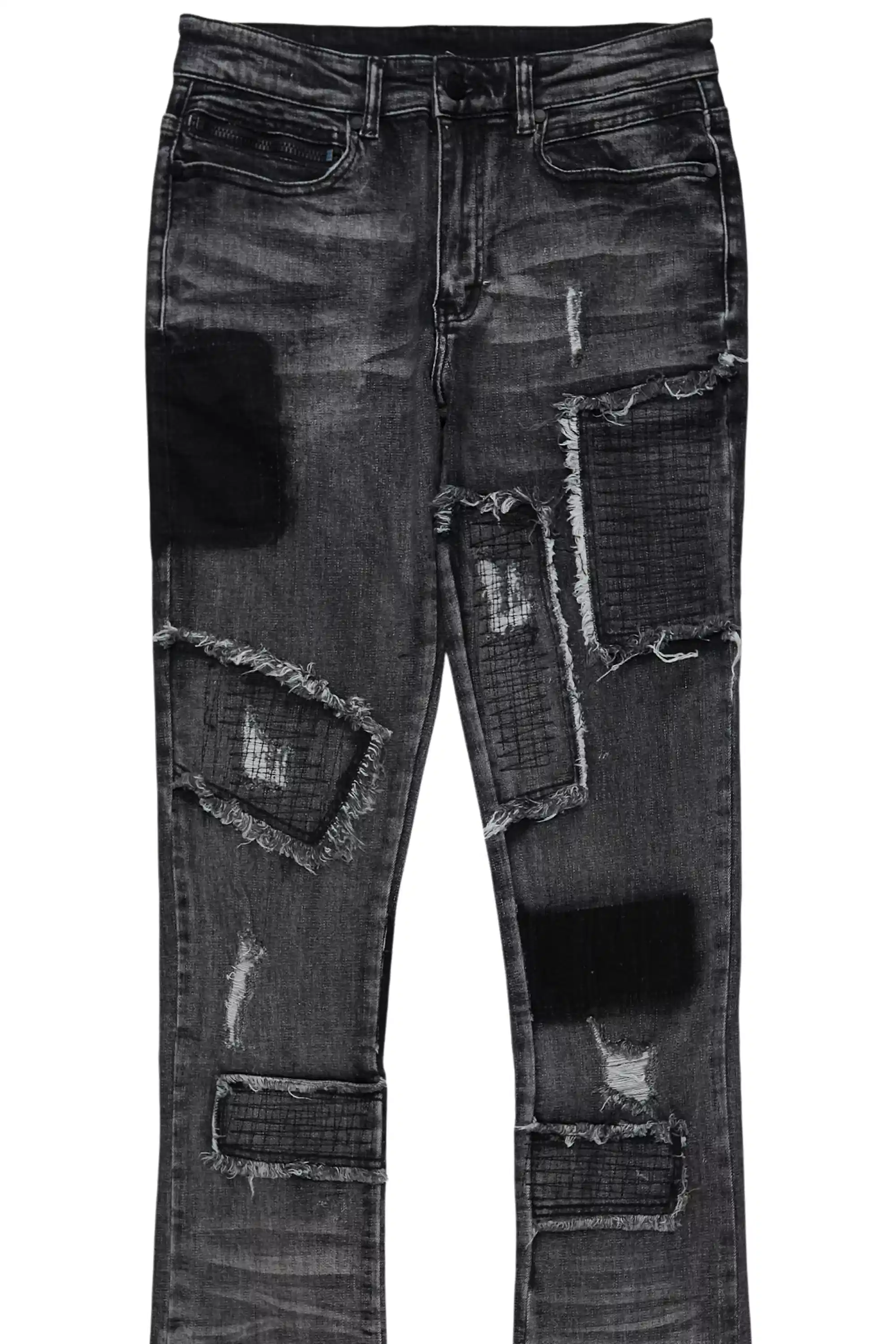 Raglord Dark Grey Stacked Flare Jean - Image 7