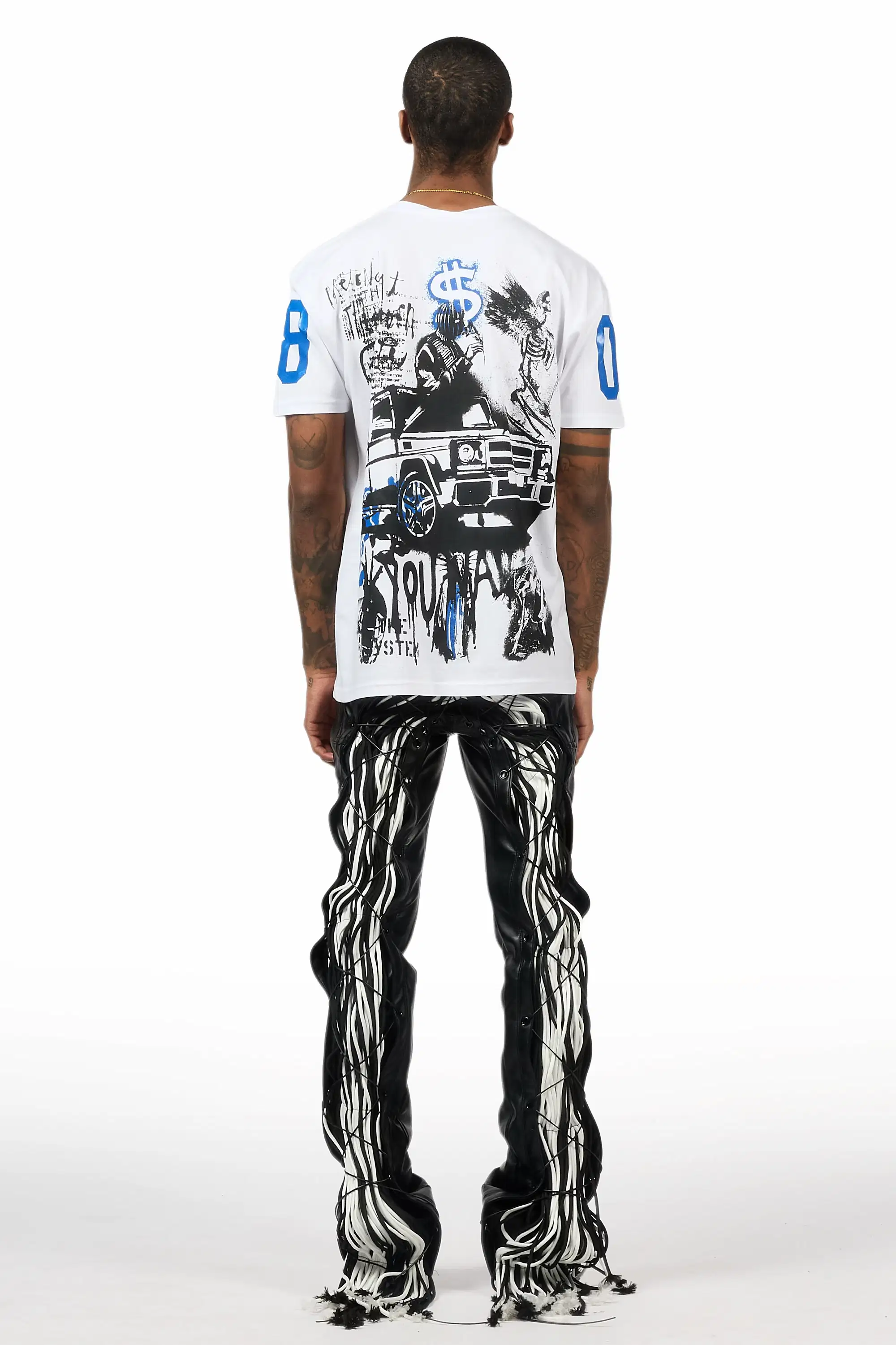 Otto Black Stacked Flare PU Pant - Image 7