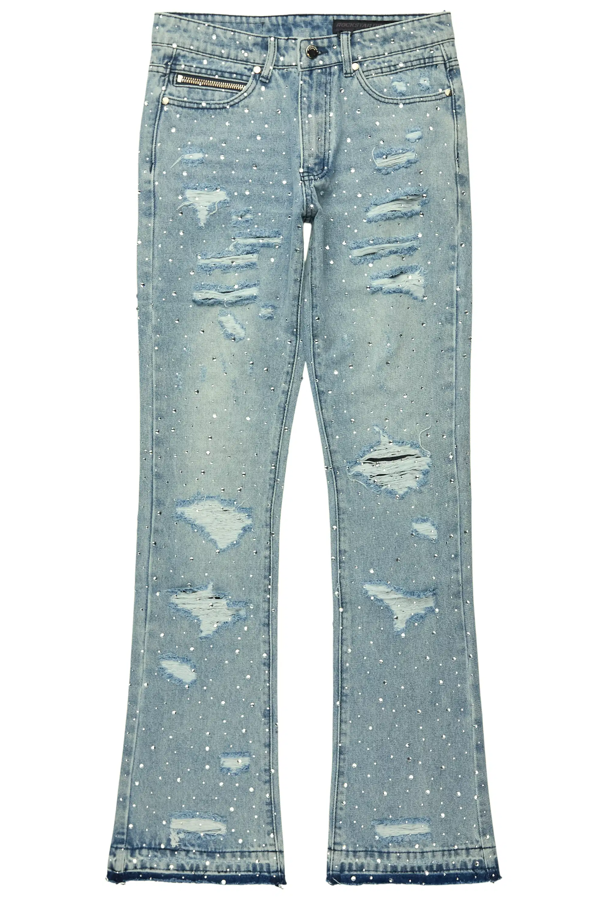 Stunt Blue Rhinestone Stacked Flare Jean - Image 2