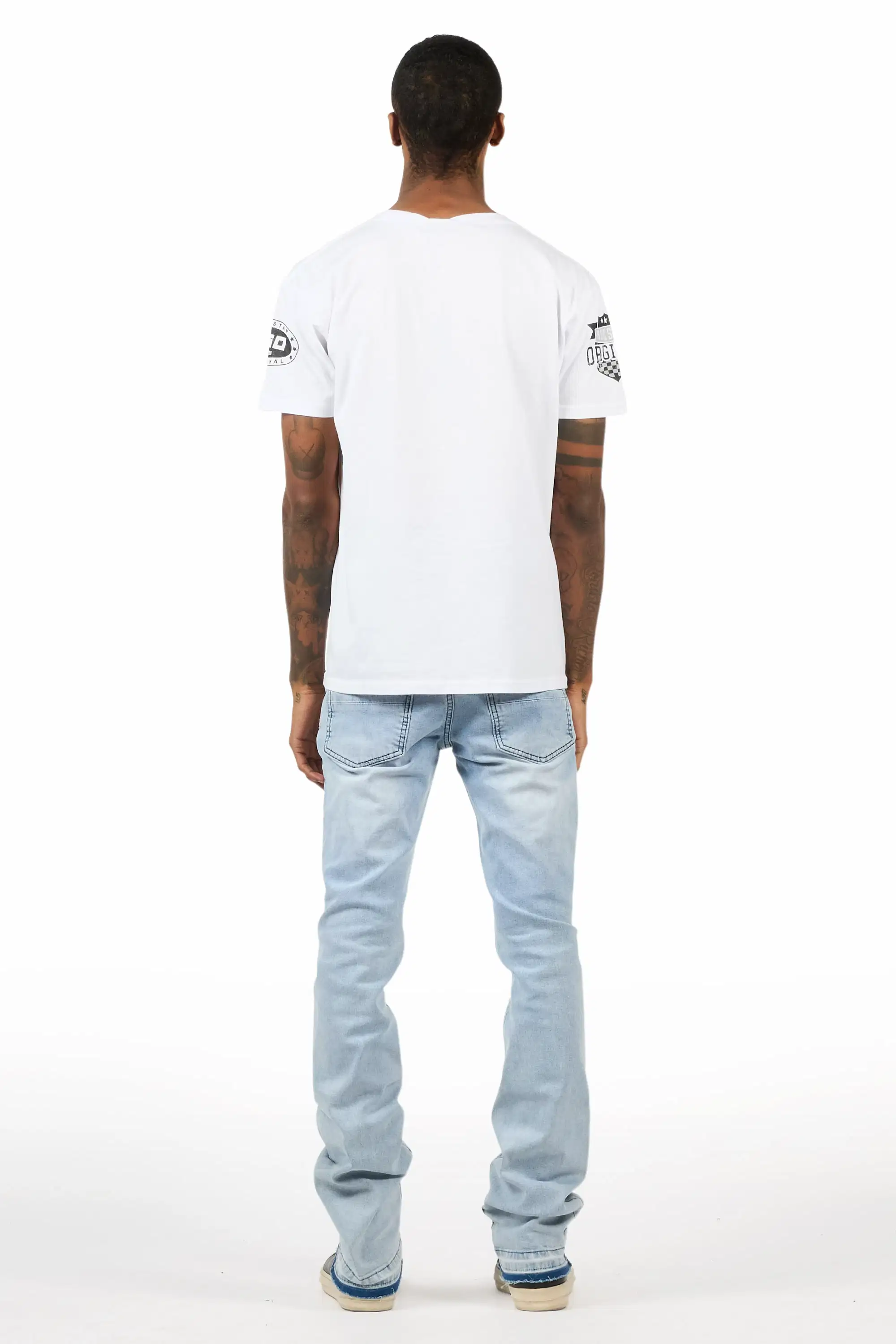 Ziv Pearl Light Blue Stacked Flare Jean - Image 6