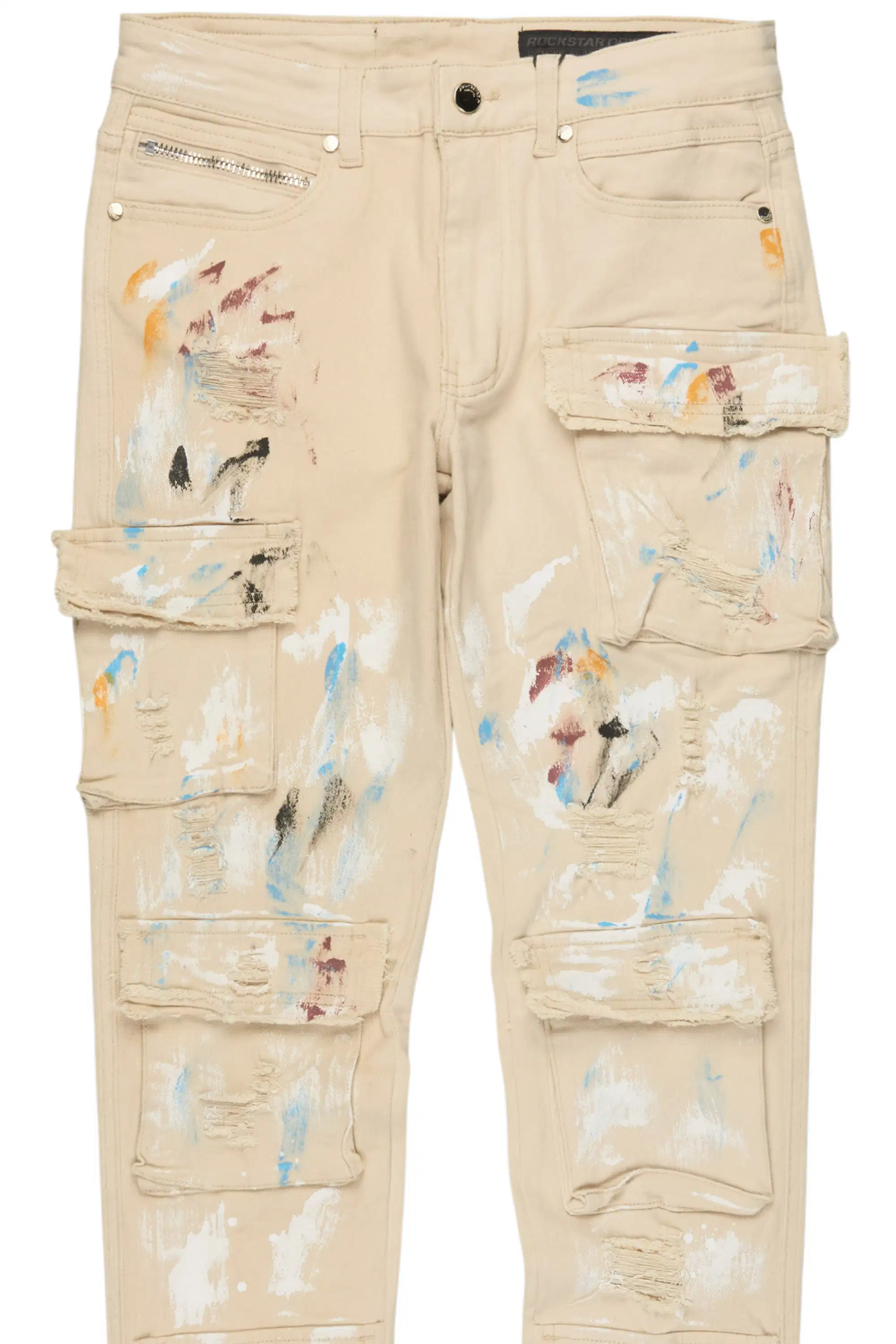 Orien Beige Painter Skinny Fit Jean - Image 7