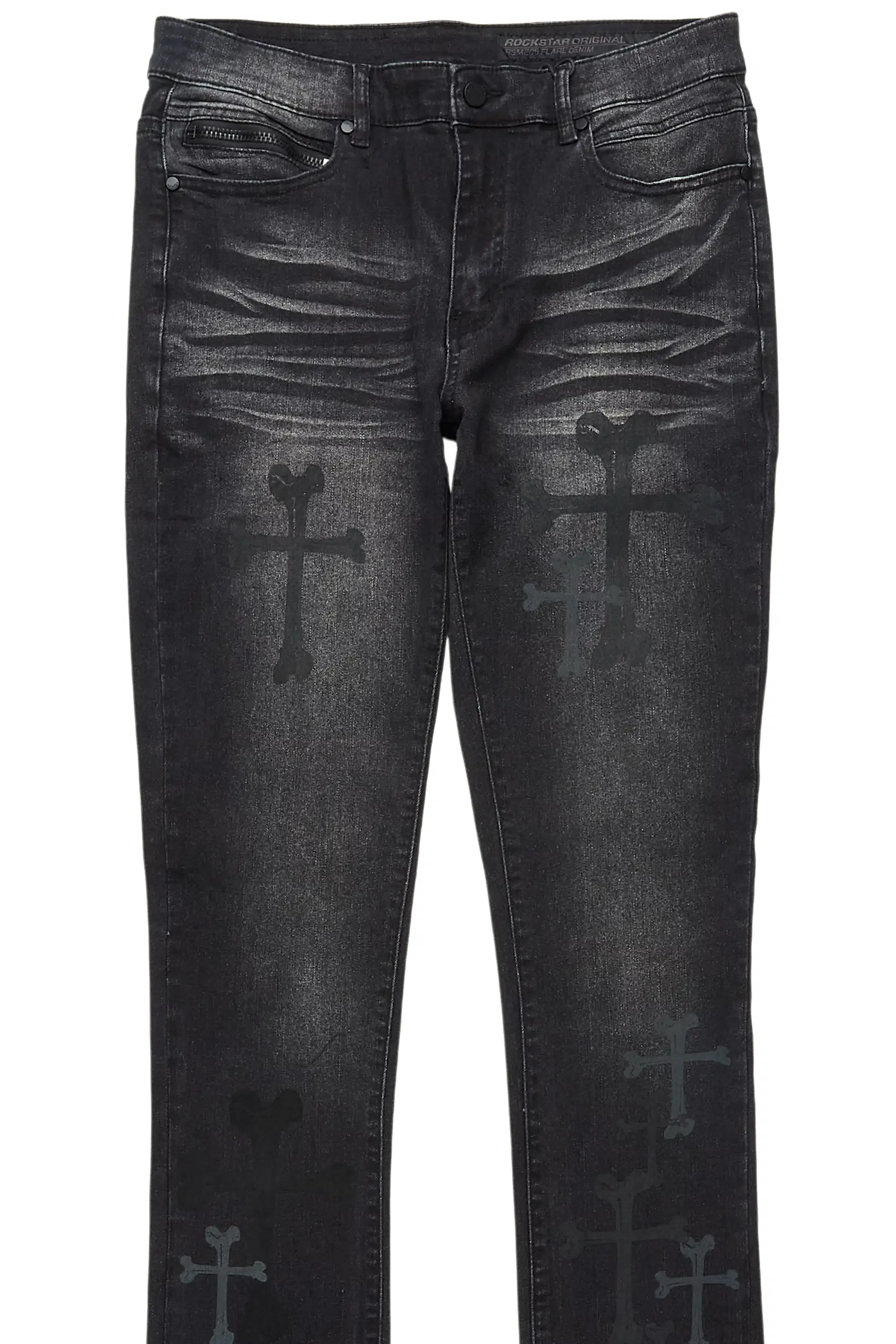 Olivier Dag Dark Grey Stacked Flare Jean - Image 8
