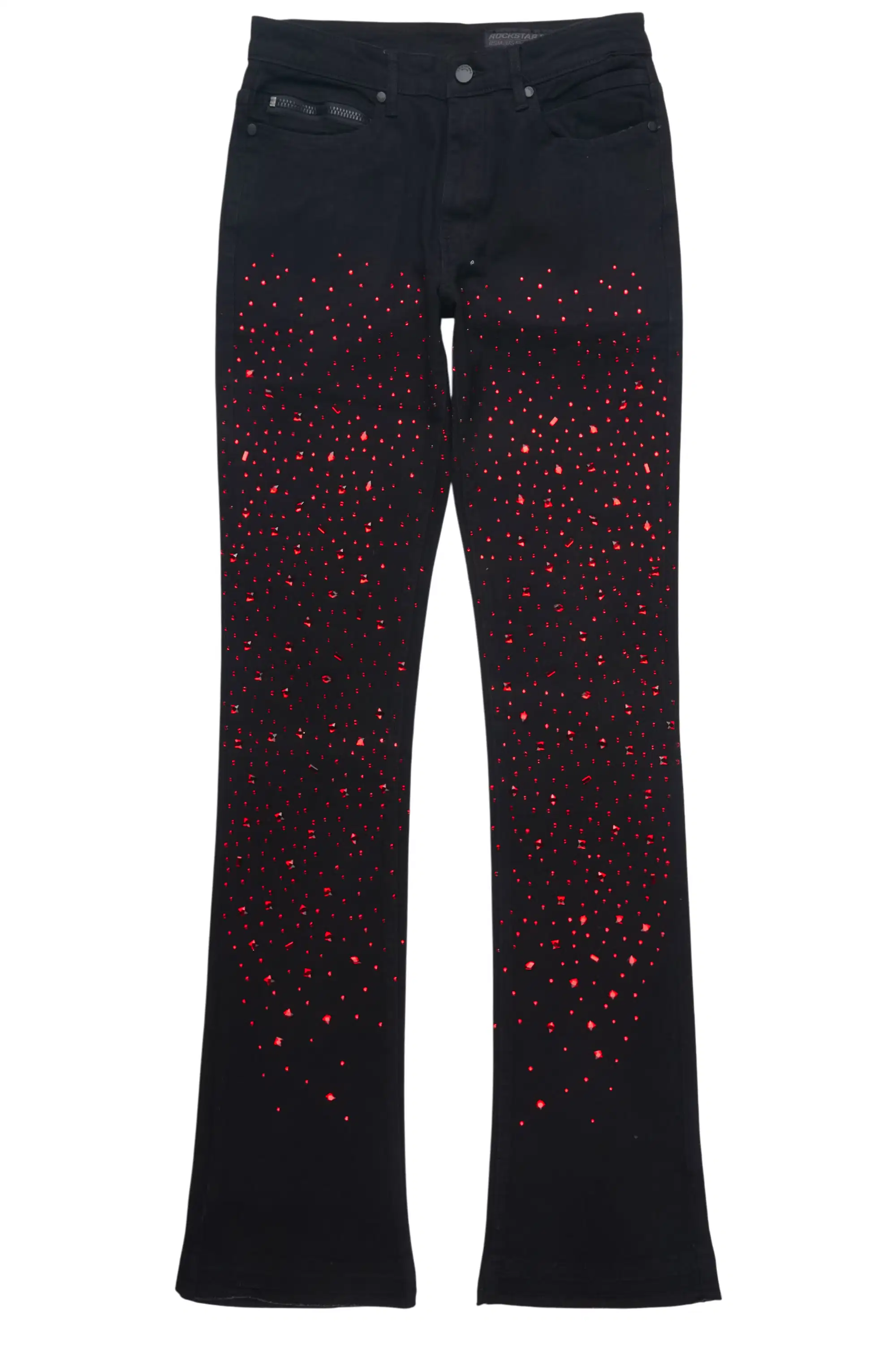 Twinkle Black Rhinestone Stacked Flare Jean - Image 2
