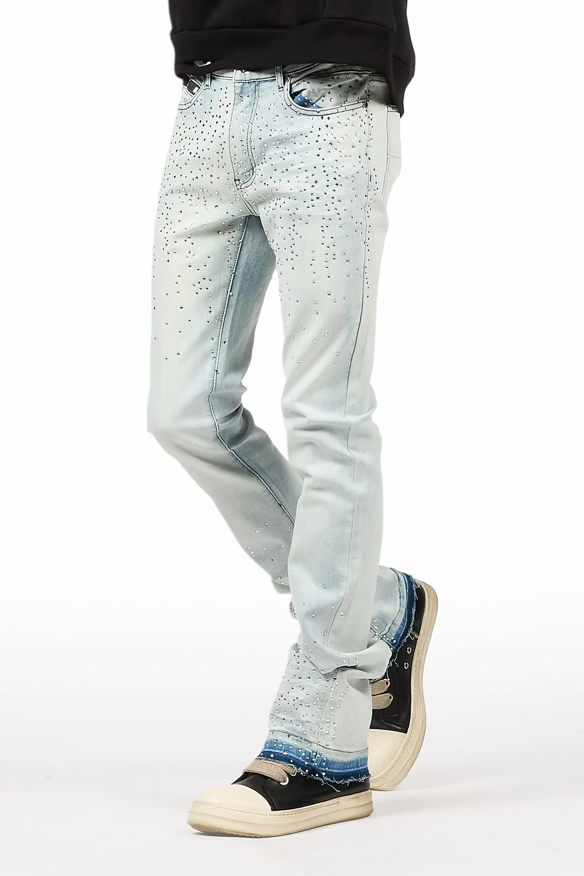 Maxton Blue Rhinestone Stacked Flare Jean