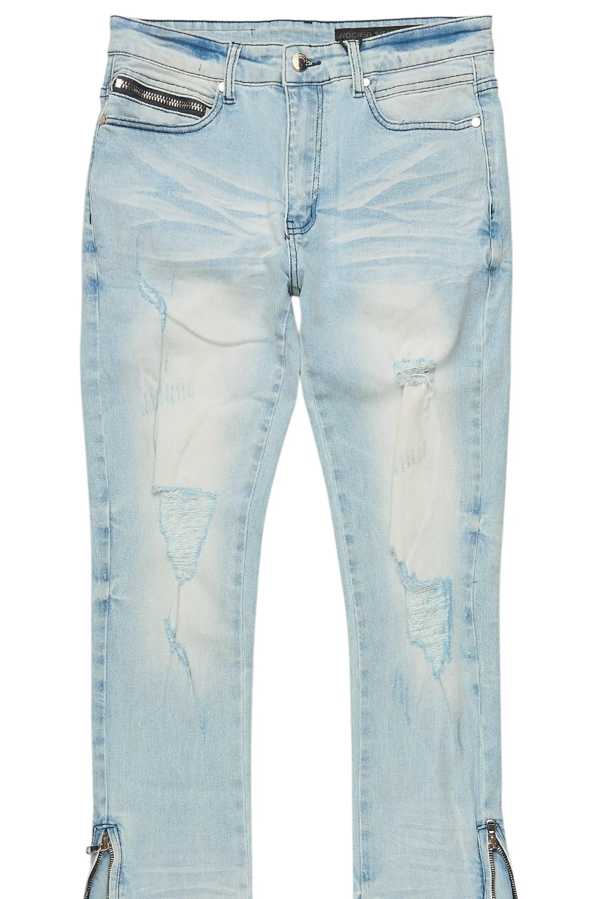 Jaymes Light Blue Stacked Flare Jean - Image 7