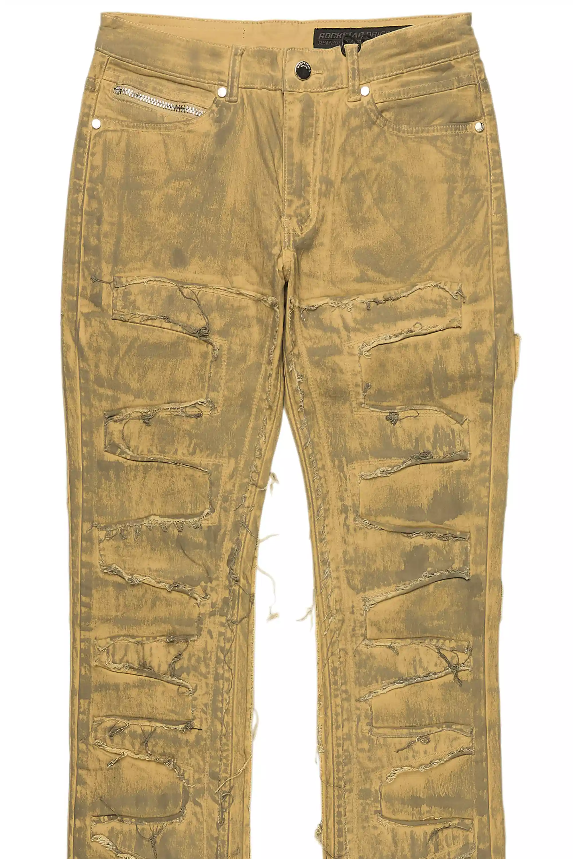 Shake Beige Oil Wash Stacked Flare Jean - Image 9