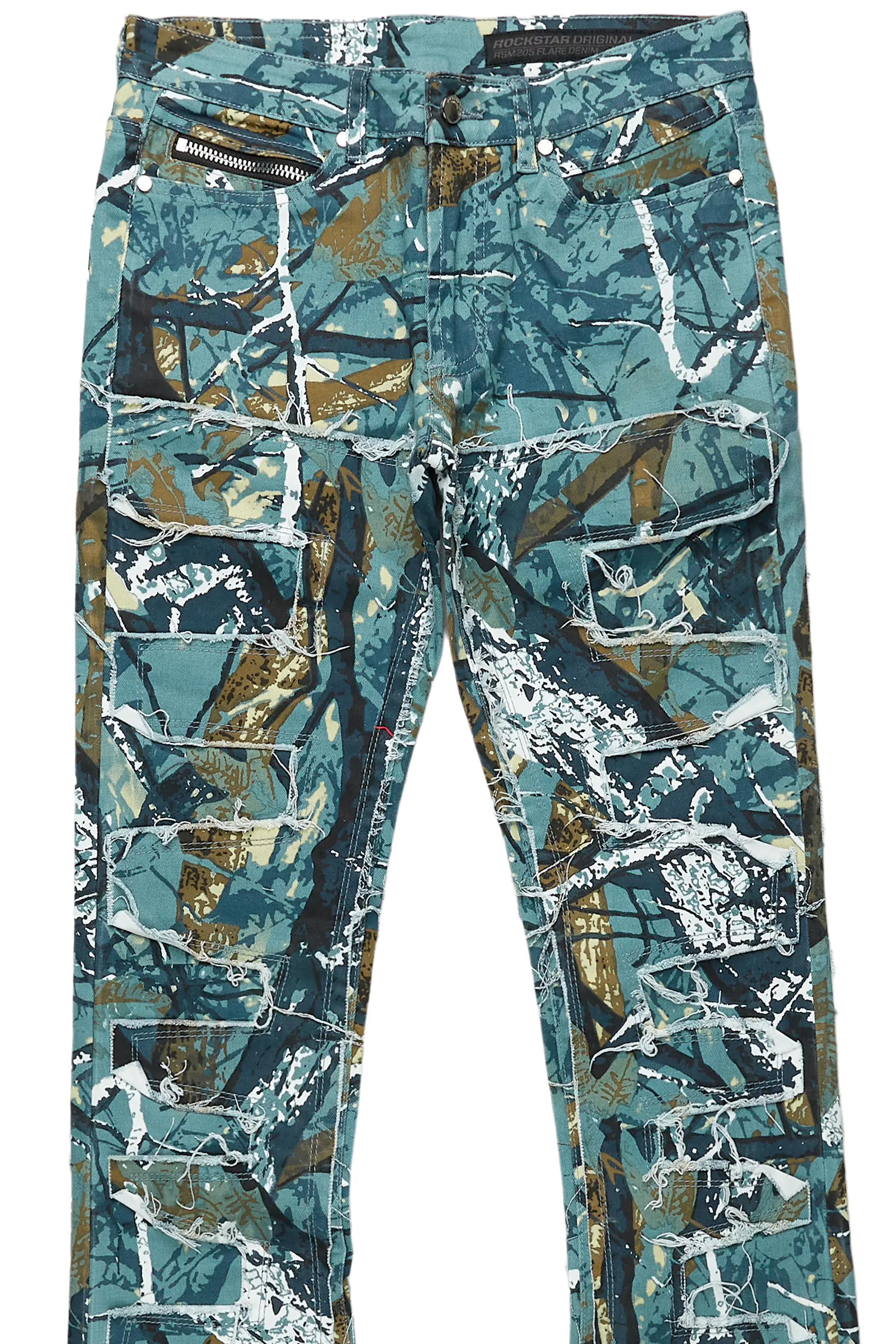 Shake Blue Tree Camo Stacked Flare Jean - Image 3