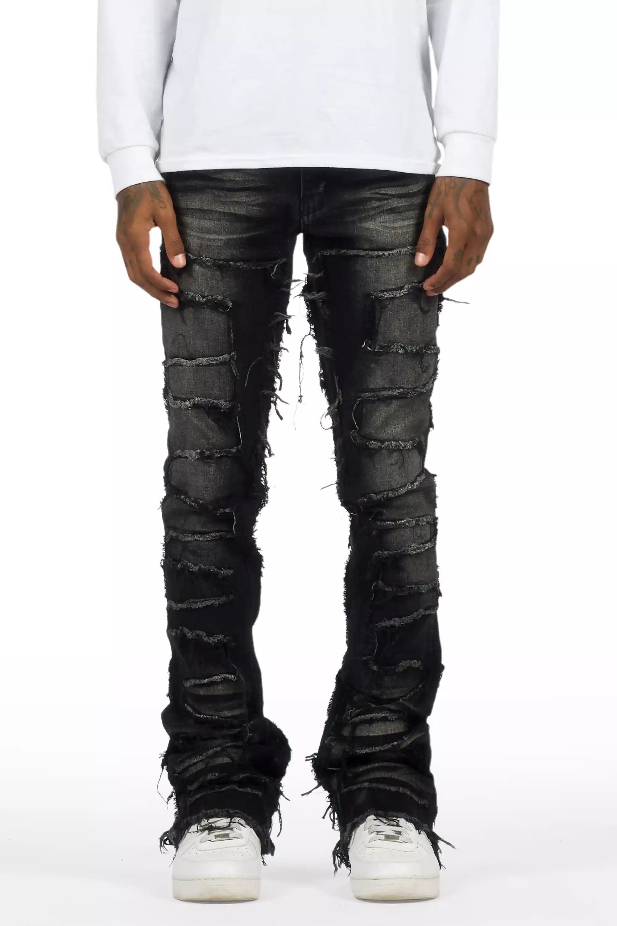 Shake Dark Grey Stacked Flare Jean - Image 10