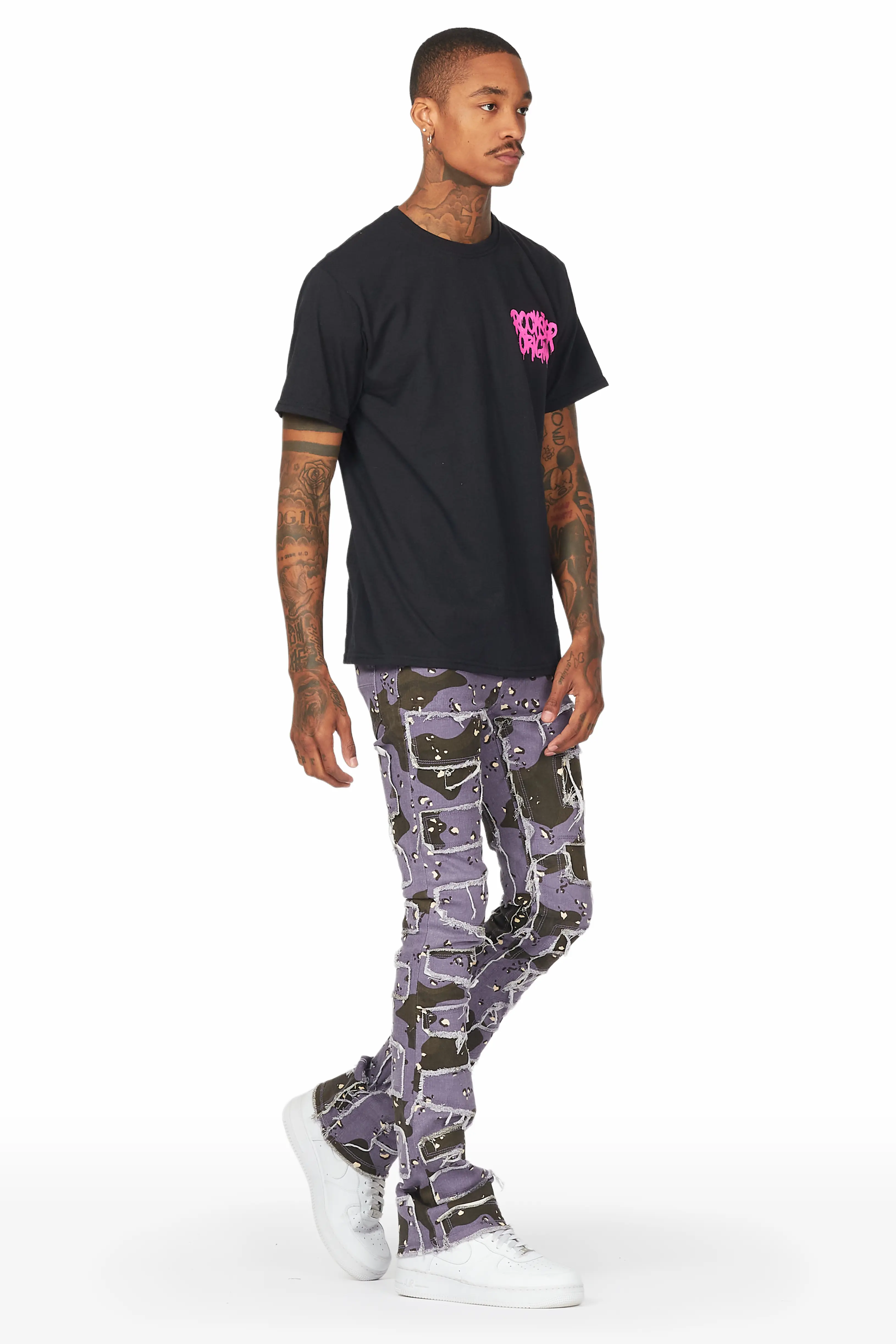 Shake Purple Camo Stacked Flare Jean - Image 7
