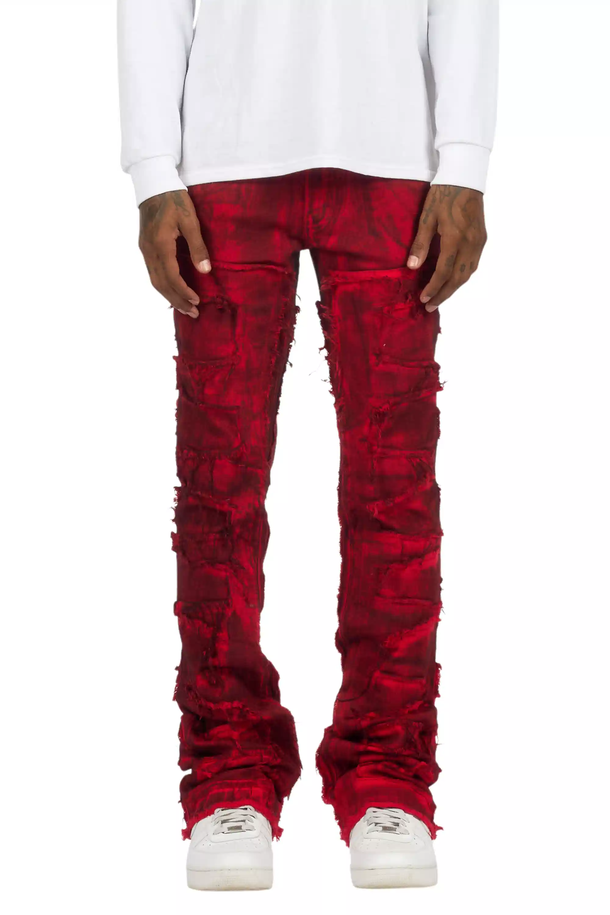 Shake Red Oil Wash Stacked Flare Jean - Image 10