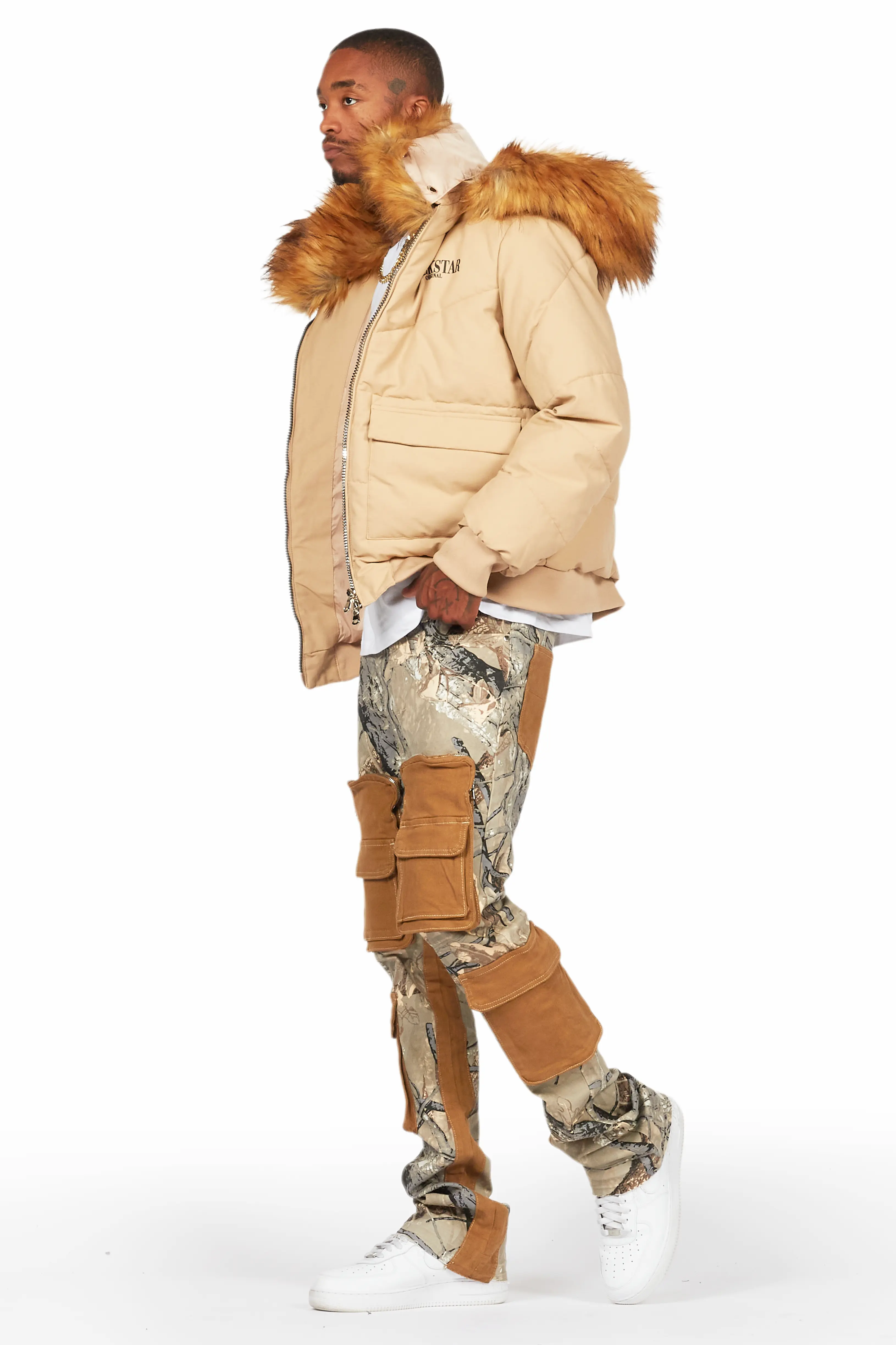 Petter Beige Stacked Flare Jean - Image 6