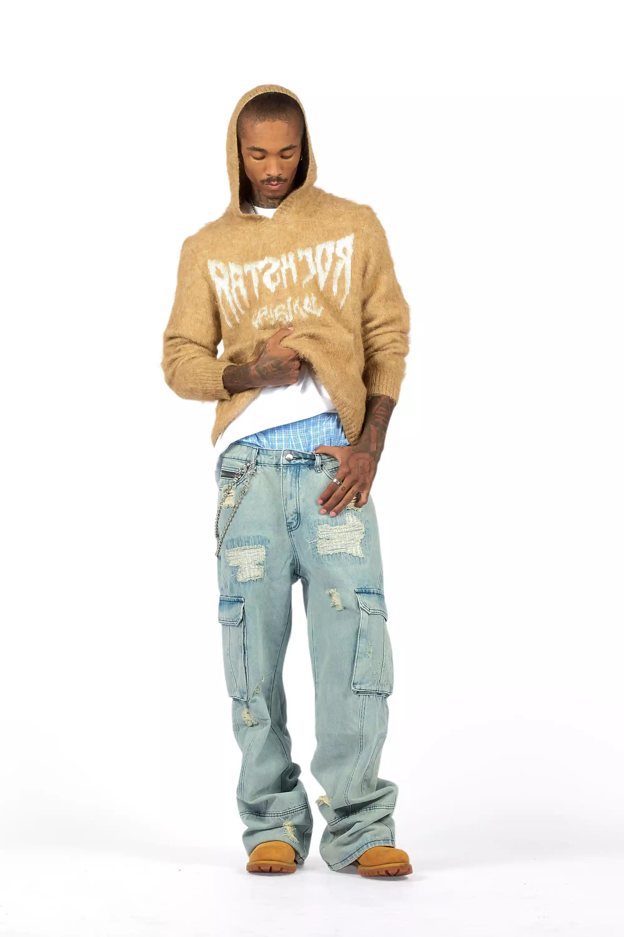 Nand Light Blue Baggy Cargo Jean - Image 2