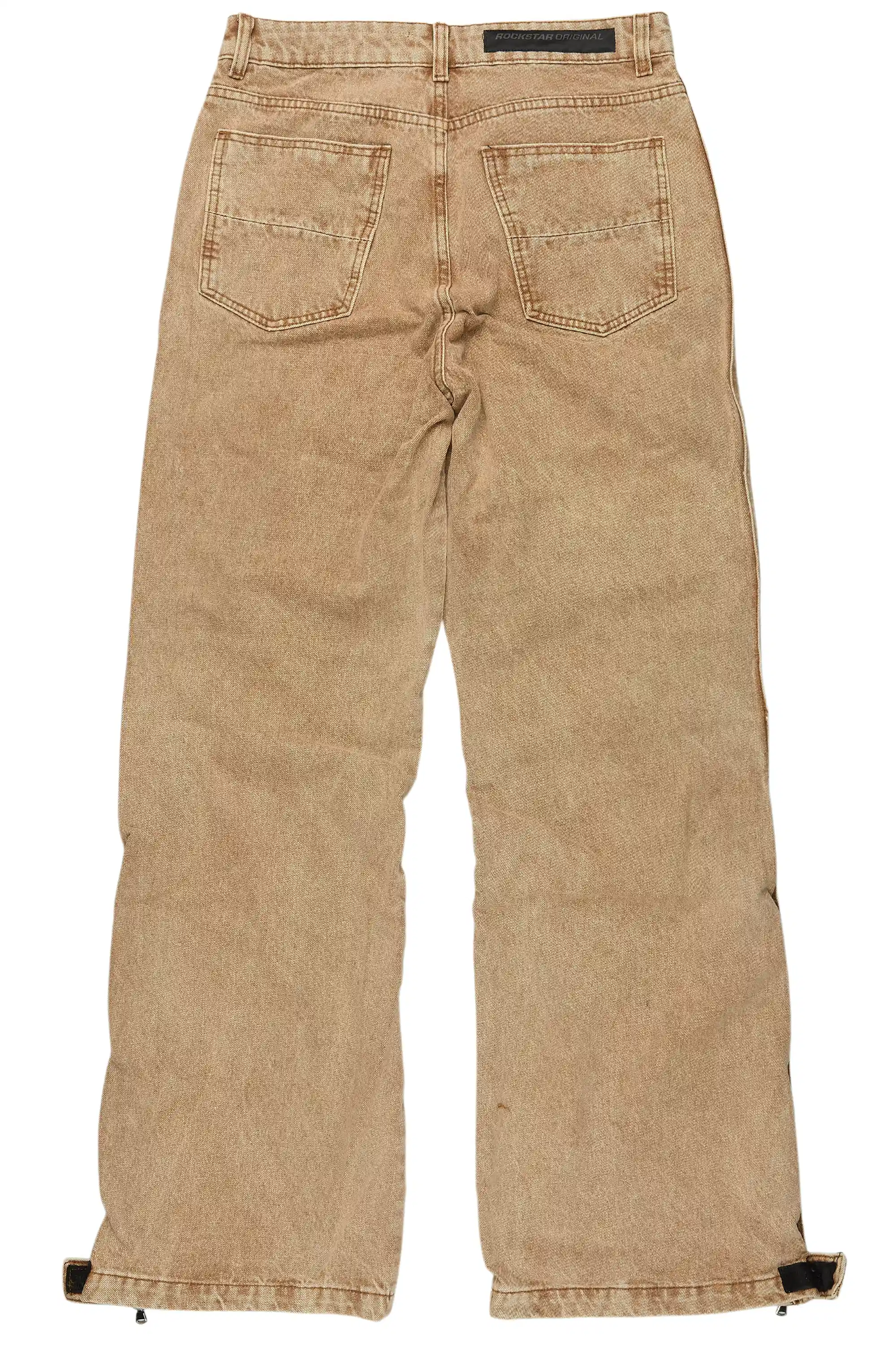 Yuri Beige Stacked Cargo Flare Jean - Image 7