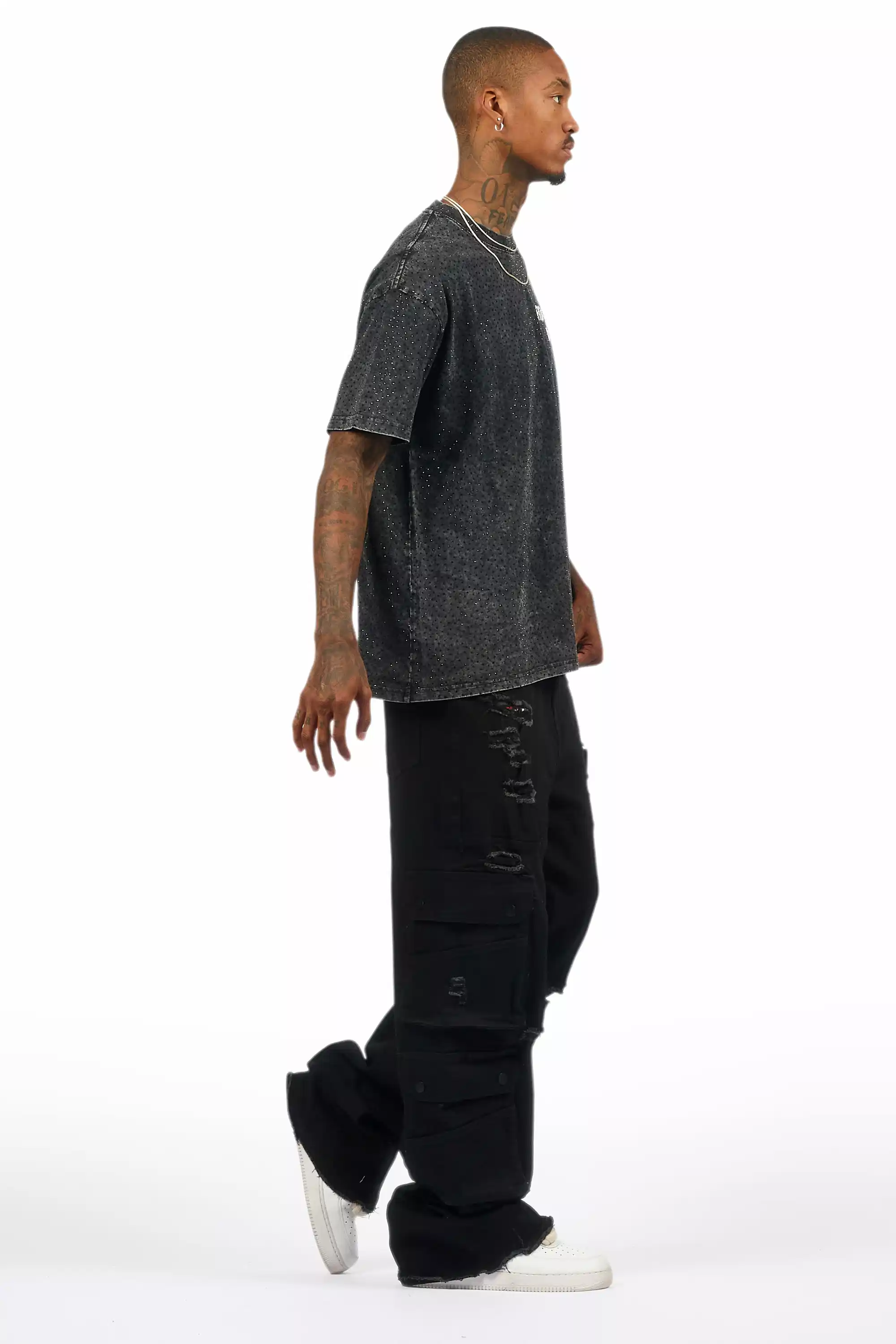 Keylor Black Distressed Baggy Fit Jean - Image 5