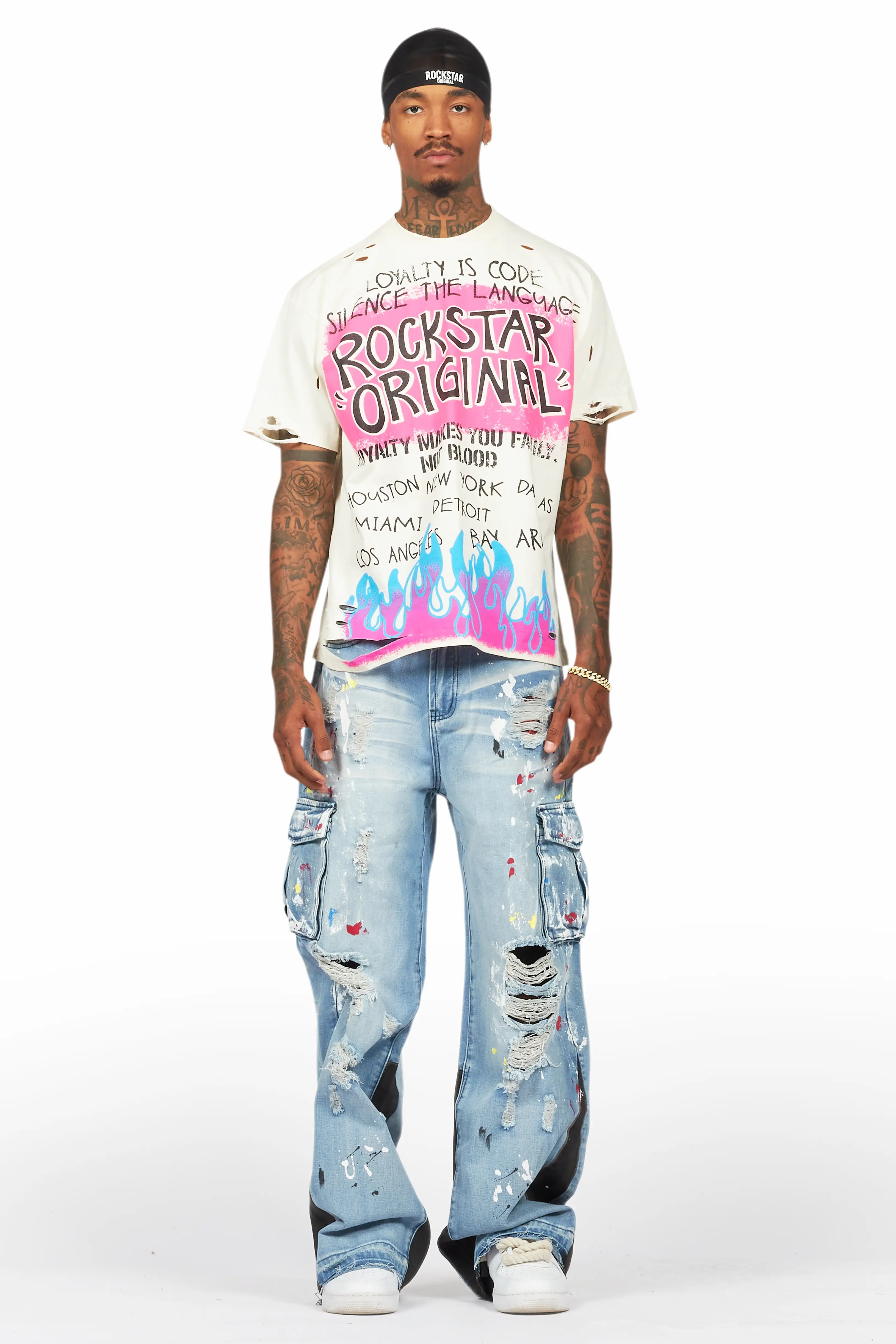 Dru Blue Painter Baggy Cargo Jean - Image 3