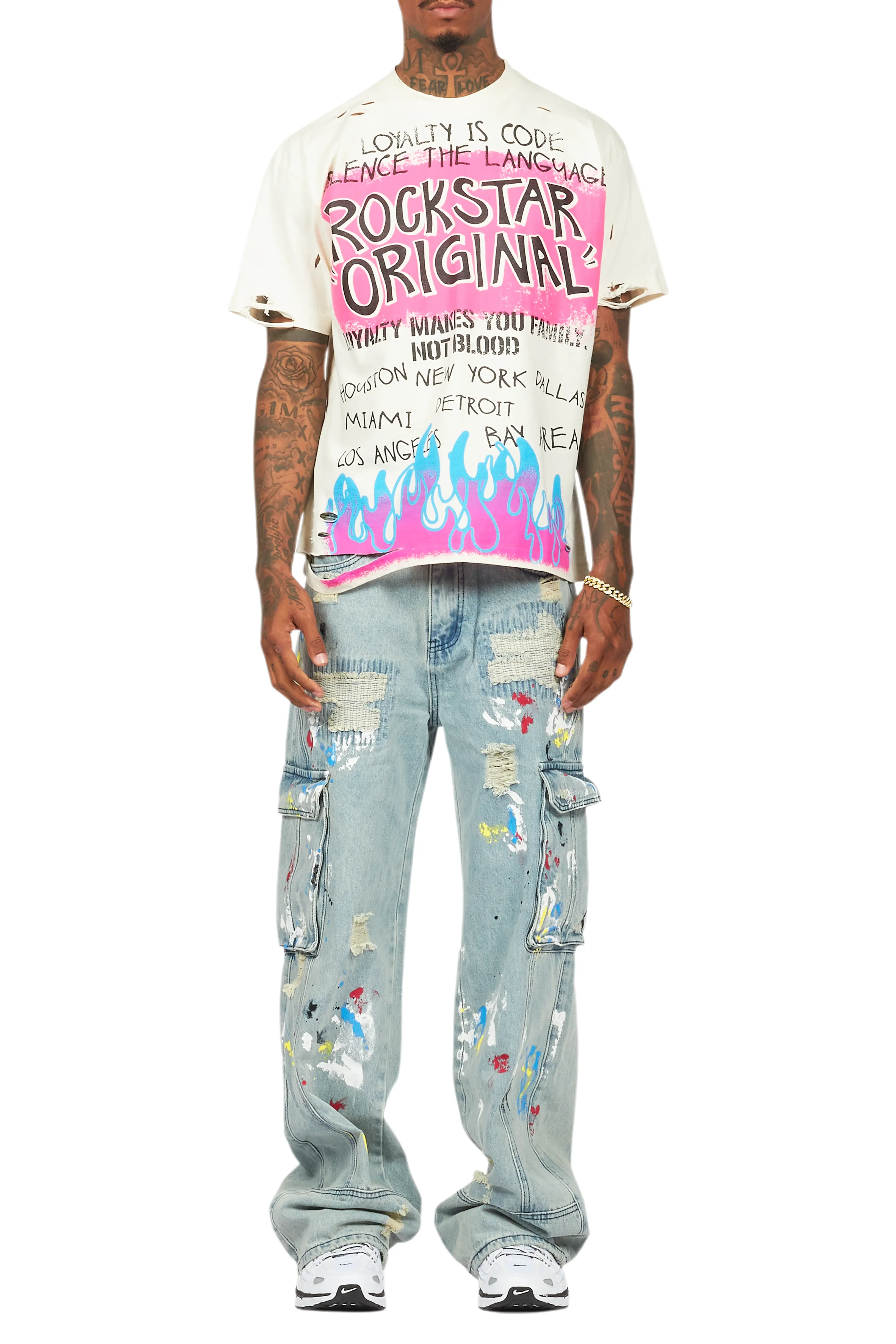 Namas Light Blue Painter Baggy Cargo Jean - Image 10