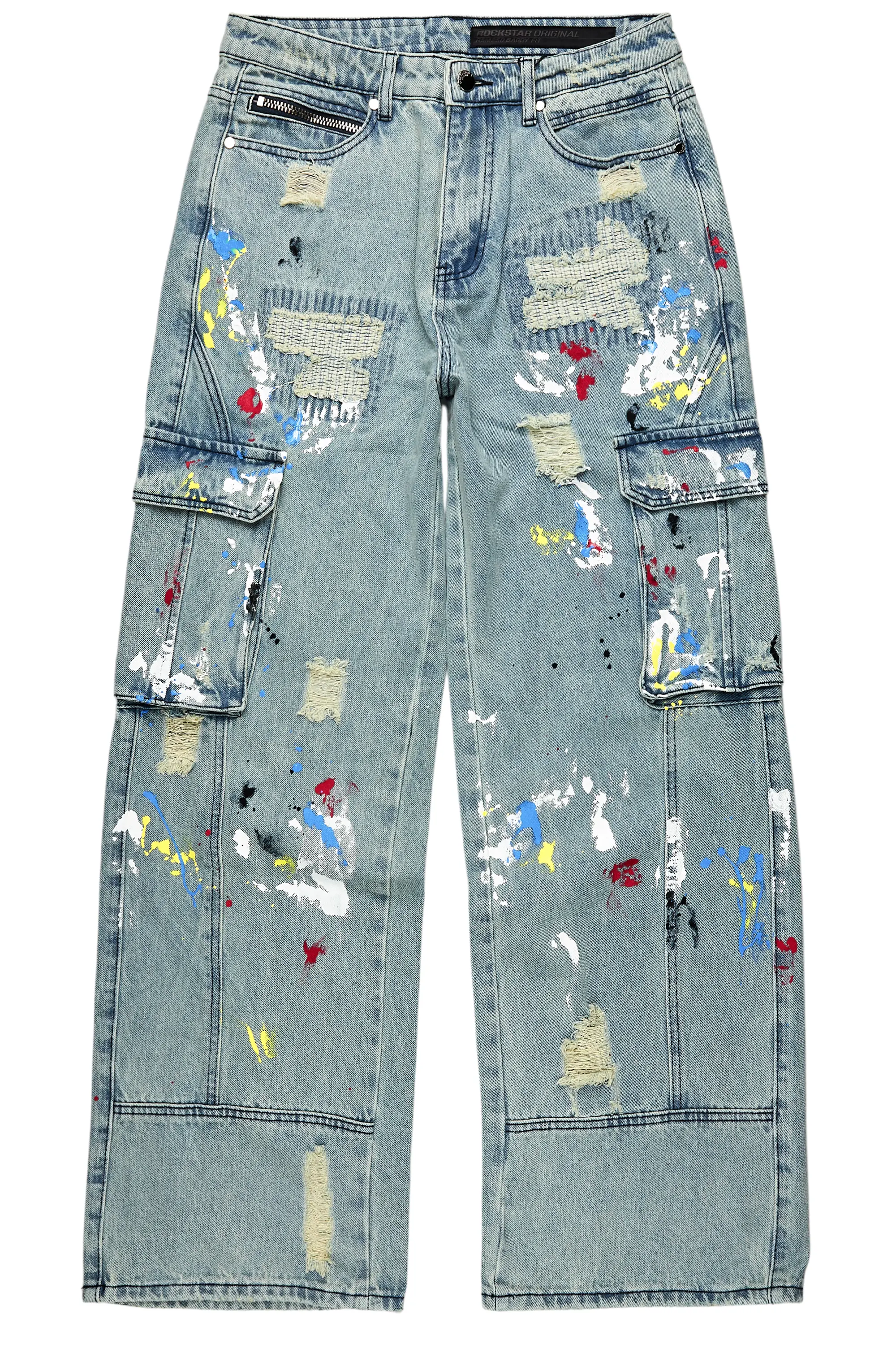 Namas Light Blue Painter Baggy Cargo Jean - Image 2
