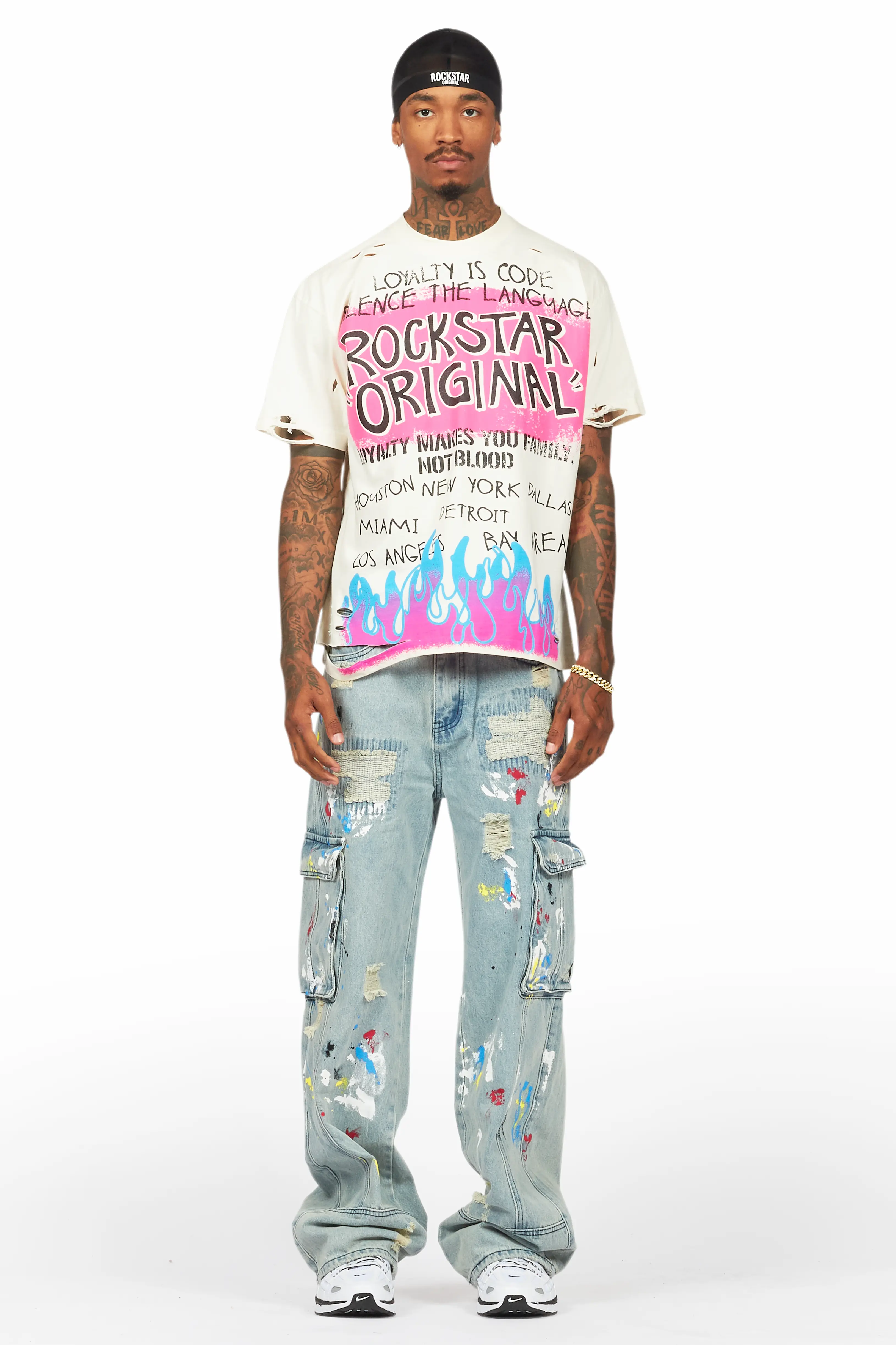 Namas Light Blue Painter Baggy Cargo Jean - Image 3