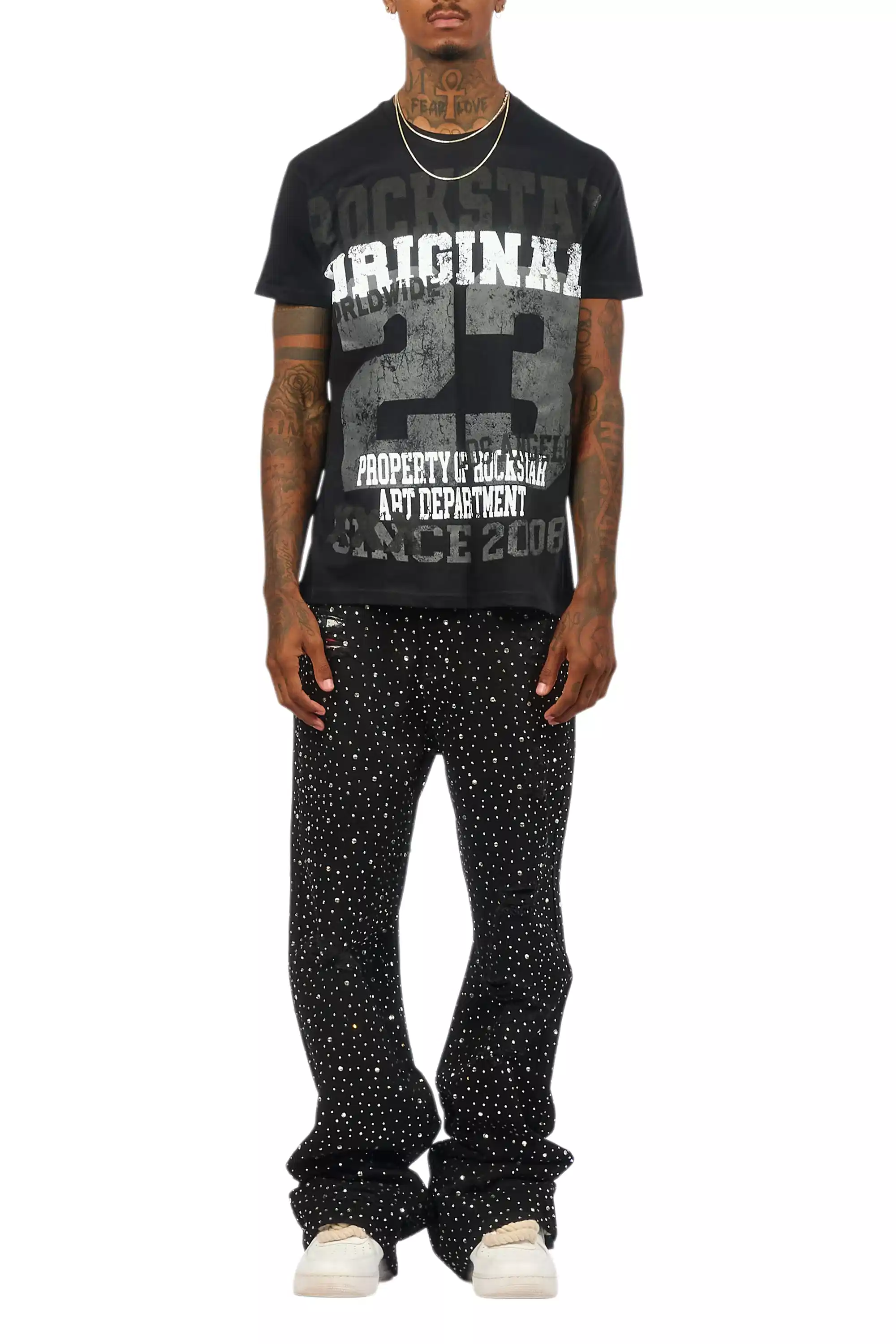 Discolite Rhinestone Jet Black Baggy Jean - Image 12