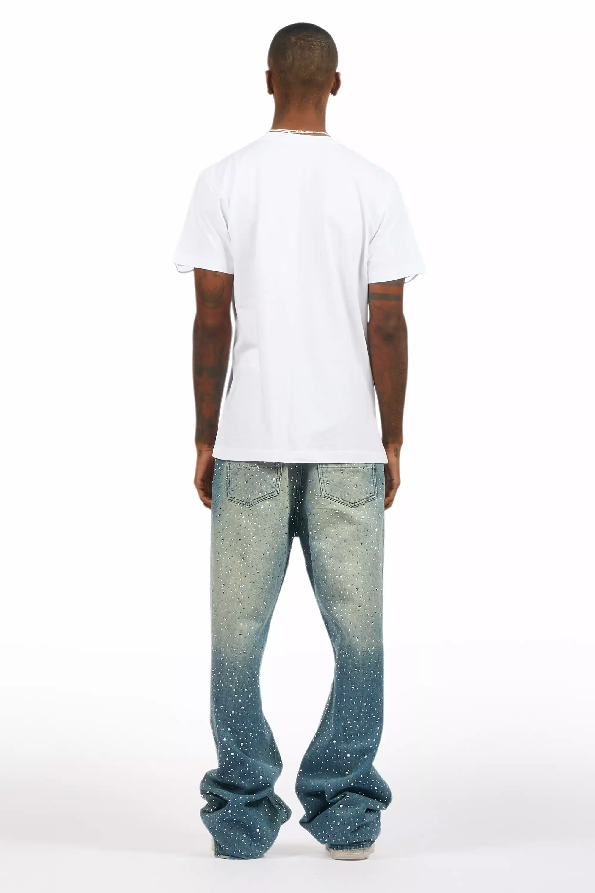 Discolite Rhinestone Medium Blue Baggy Jean - Image 5
