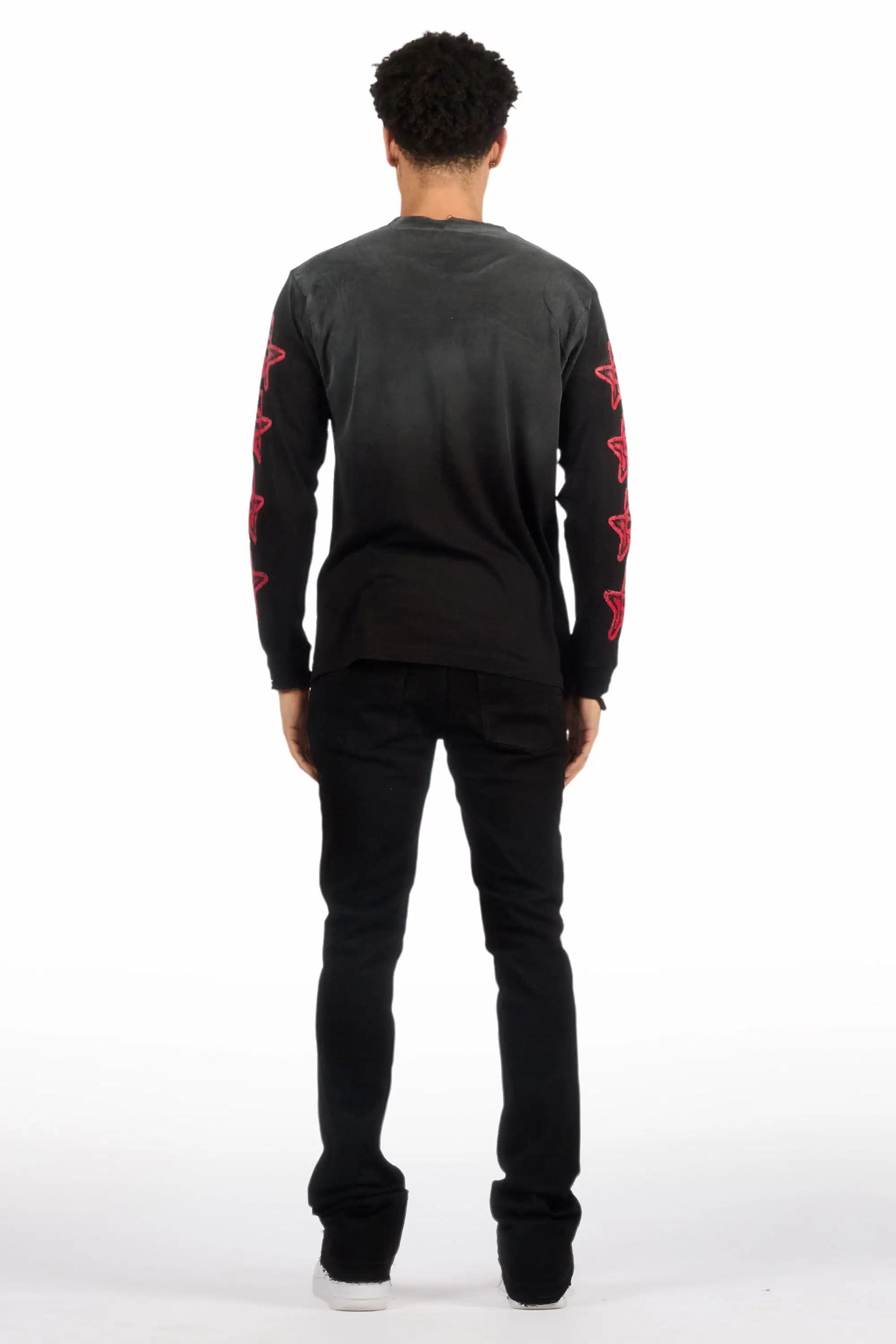 Phreal Jet Black Rhinestone Stacked Flare Jean - Image 5