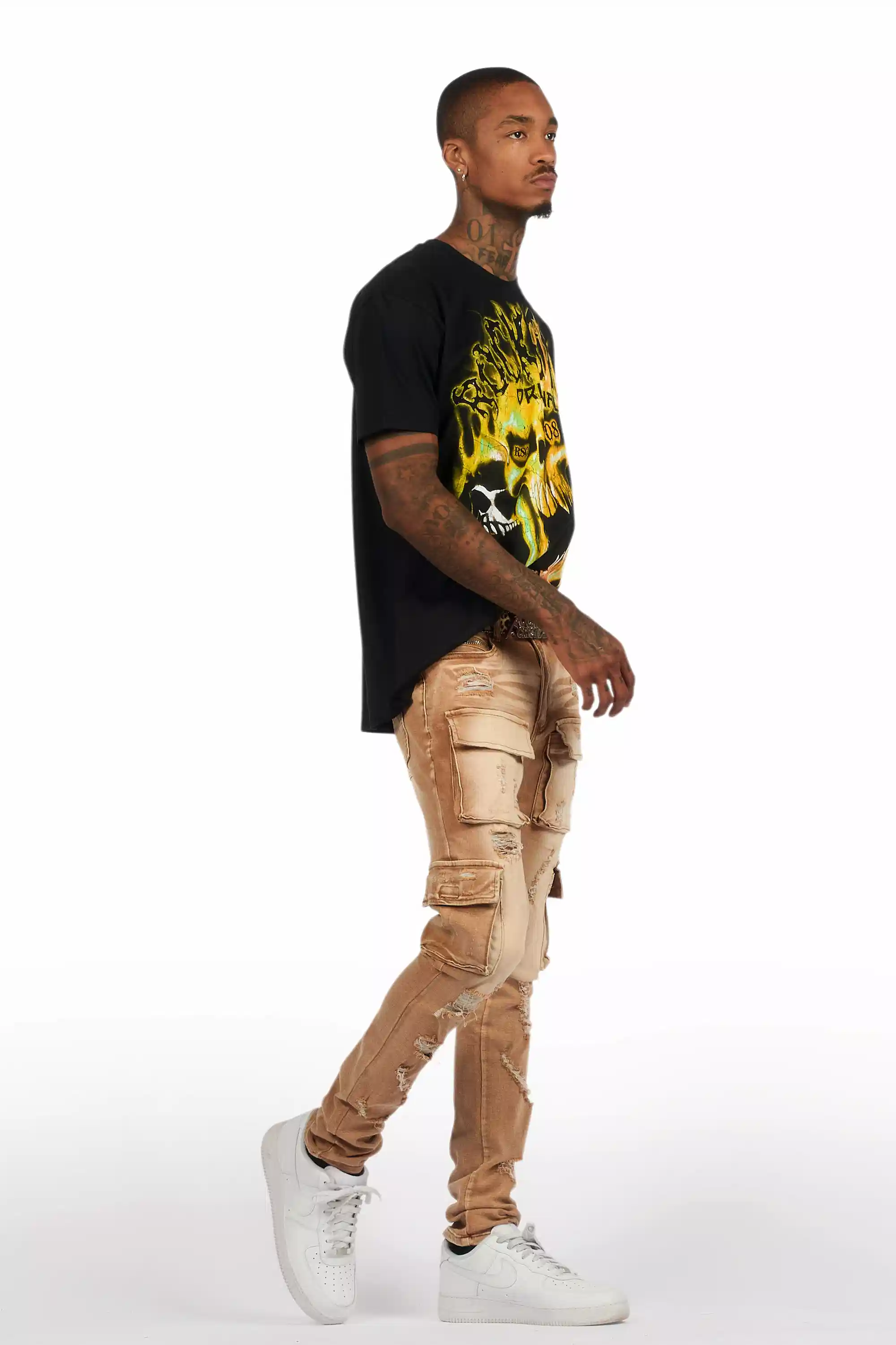 Kap Washed Beige Cargo Jean - Image 4