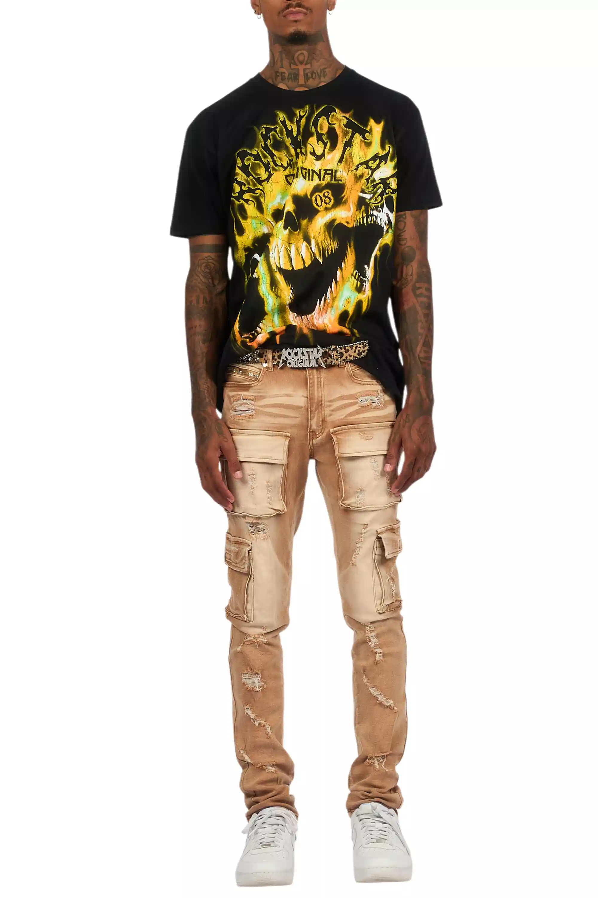 Kap Washed Beige Cargo Jean - Image 9