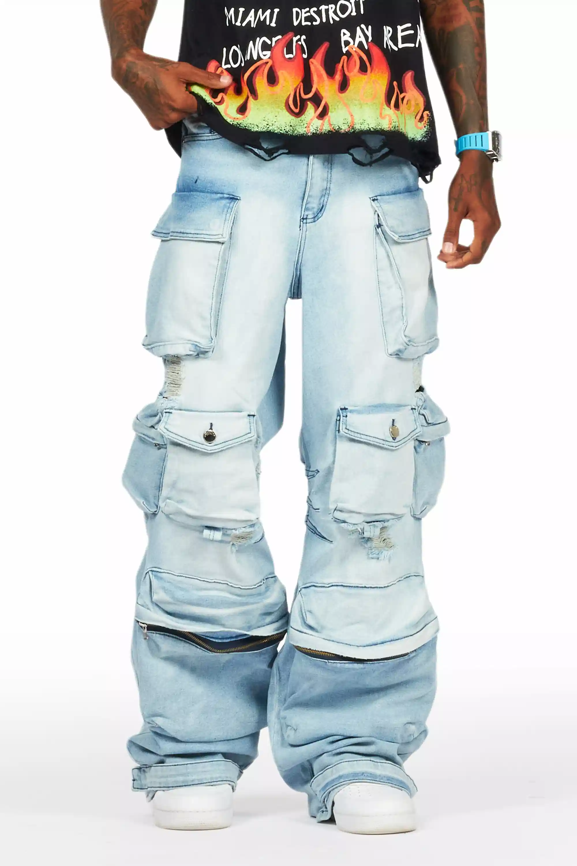 Mahesh Blue Baggy Cargo Jean - Image 2