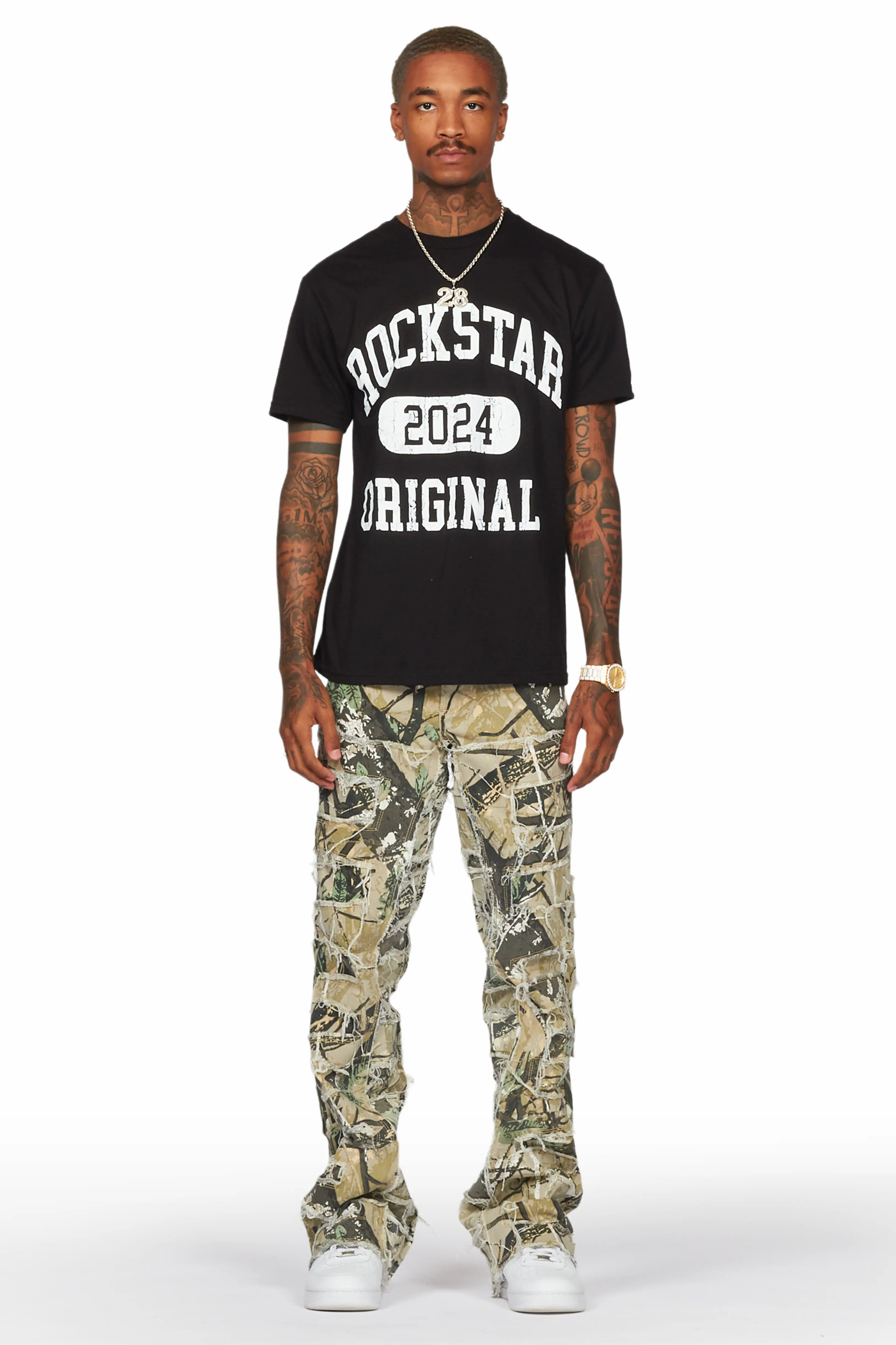 Saide Tree Camo Baggy Cargo Stacked Jean - Image 2