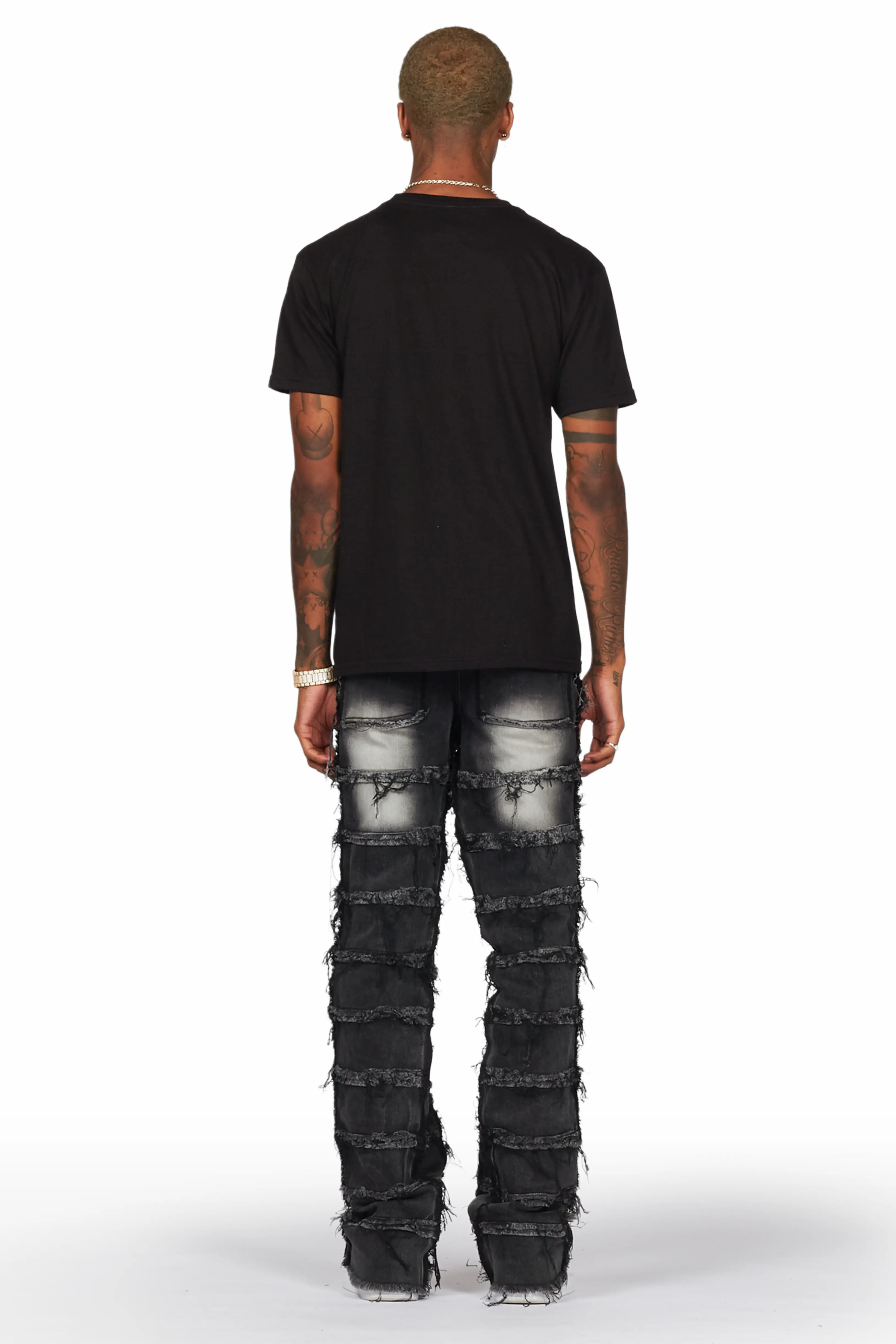 Taimo Black Baggy Cargo Stacked Jean - Image 4