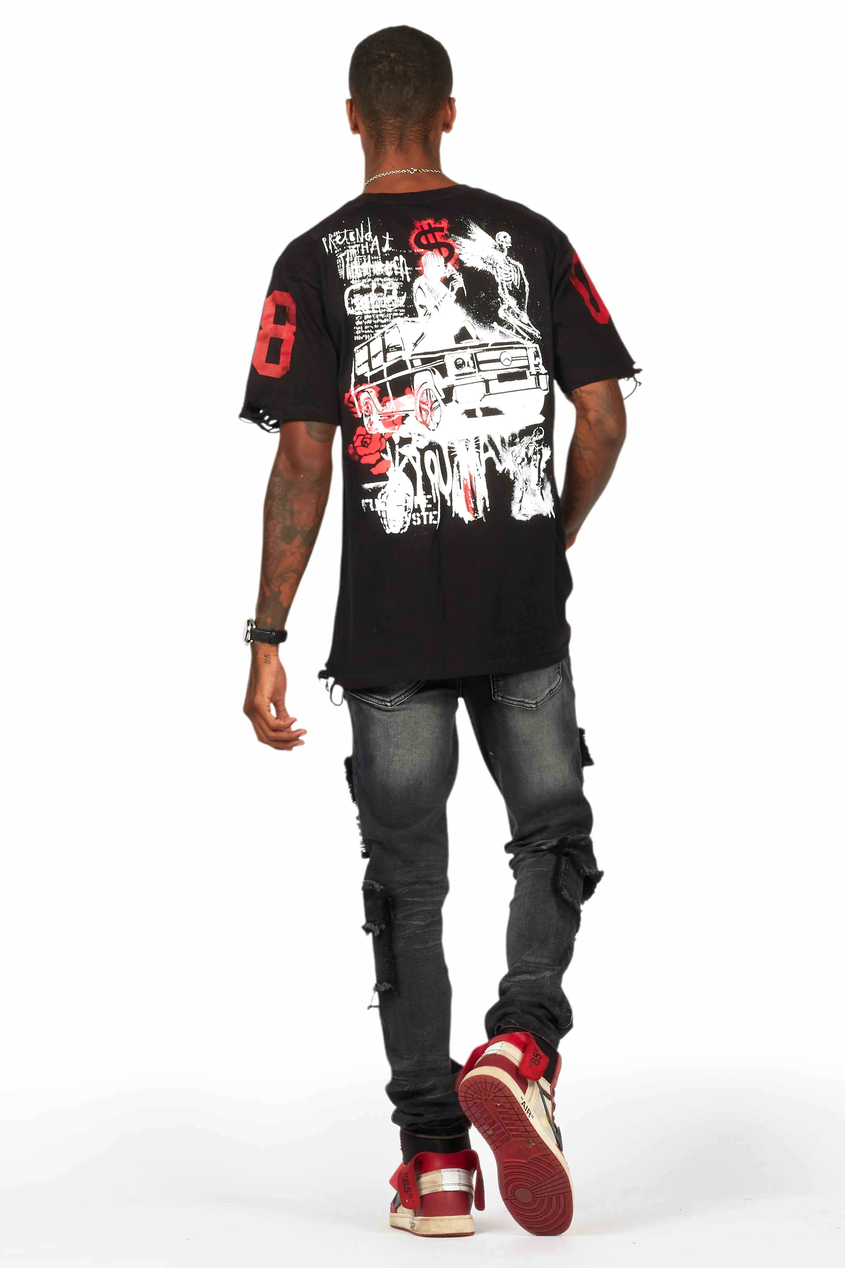 Tyrell Dark Grey Skinny Fit Cargo Jean - Image 5