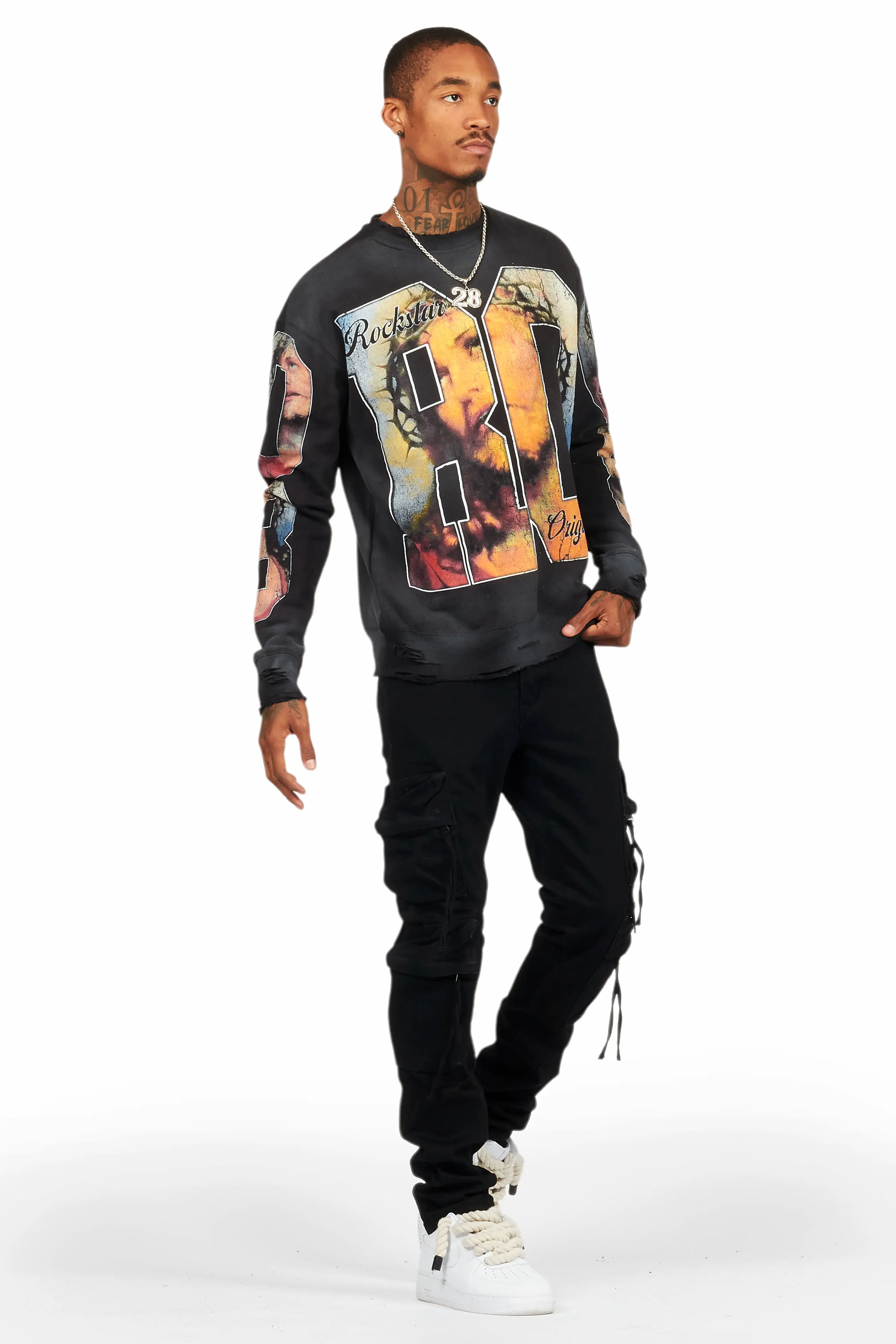 Rodion Jet Black Slim Fit Cargo Jean - Image 7