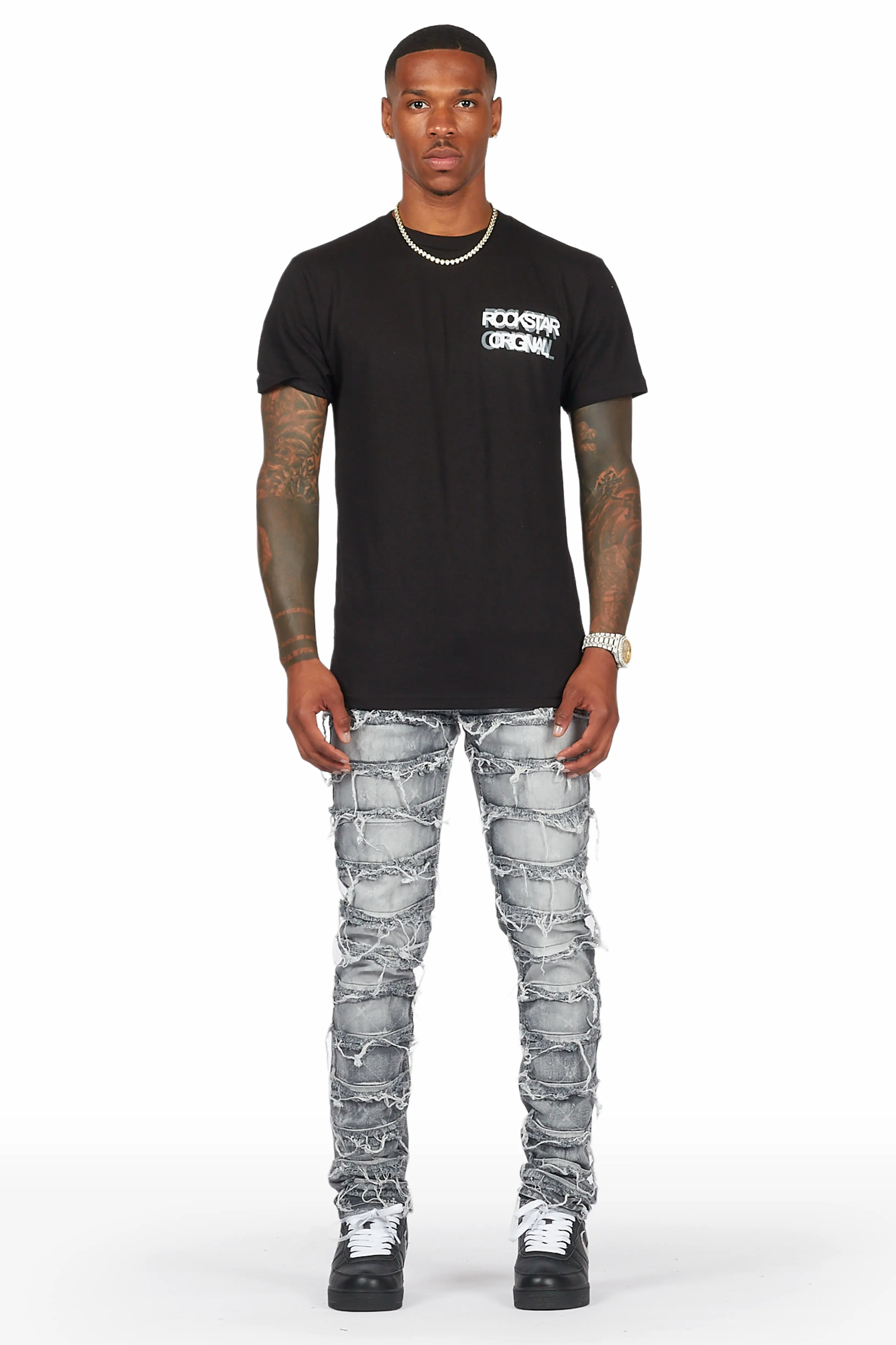 Pasha Grey Slim Fit Frayed Jean - Image 3