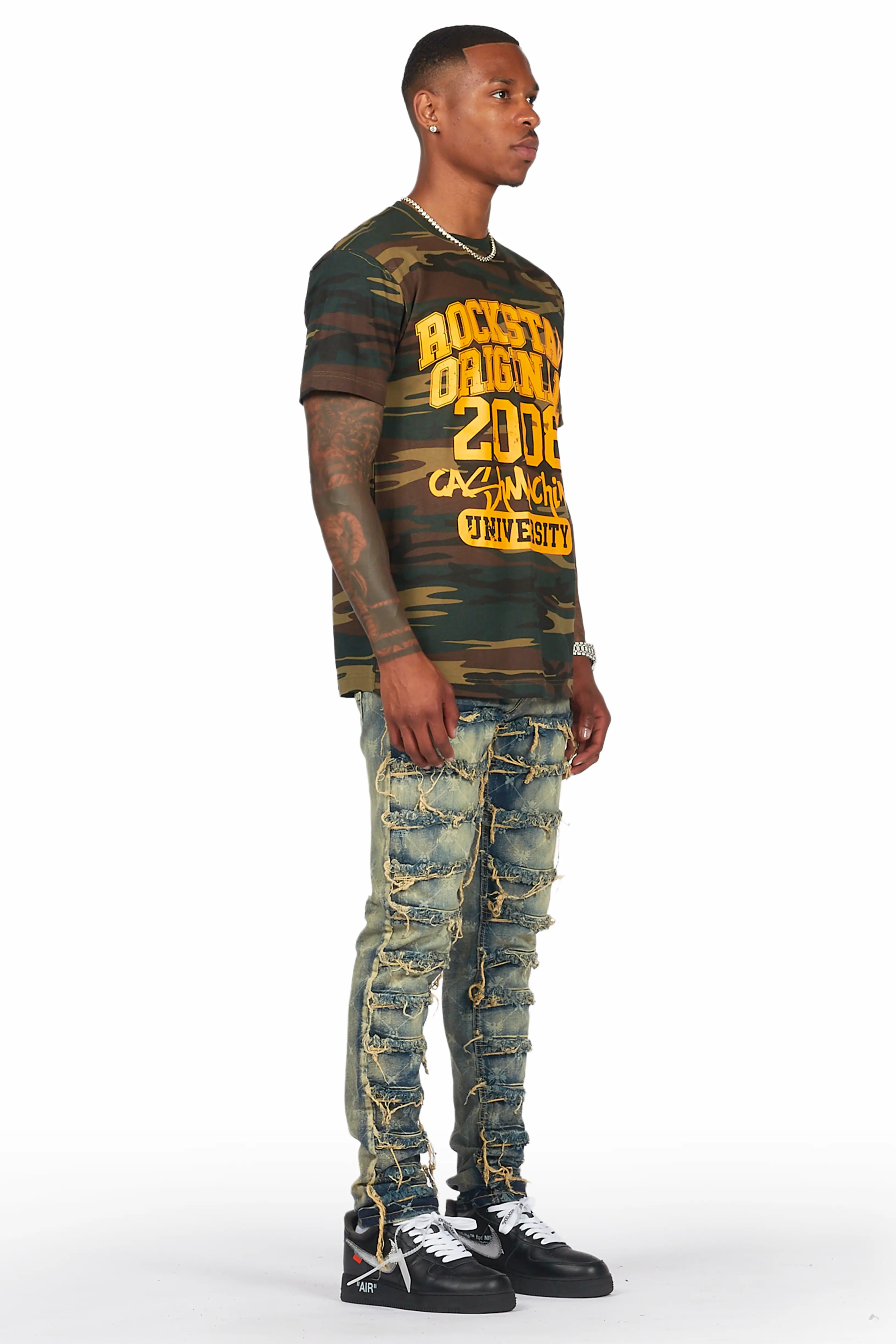 Pasha Indigo Slim Fit Frayed Jean - Image 4