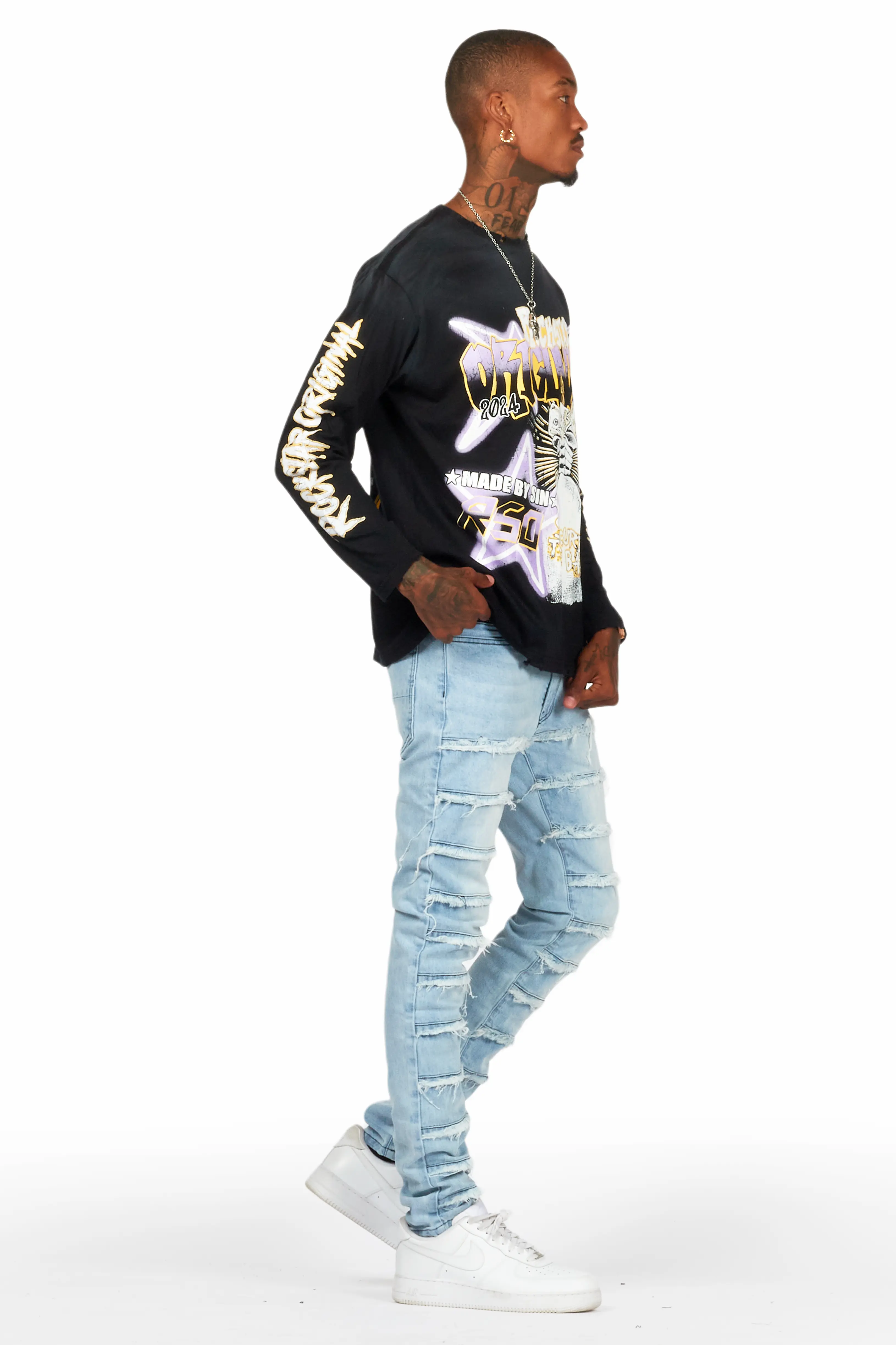 Waylon Blue Frayed Slim Fit Jean - Image 4