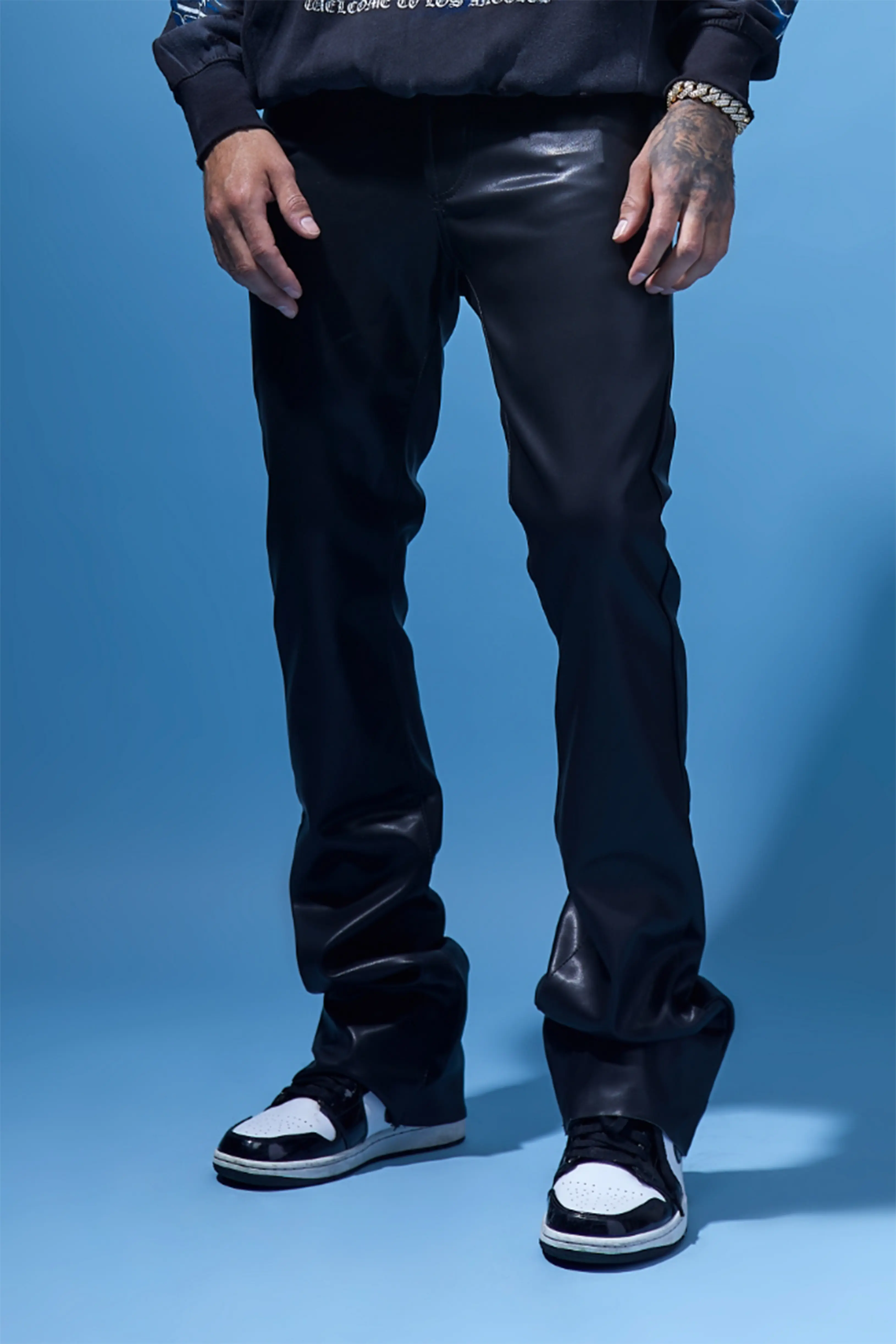 Ricky Black Faux Leather Stacked Jean - Image 3