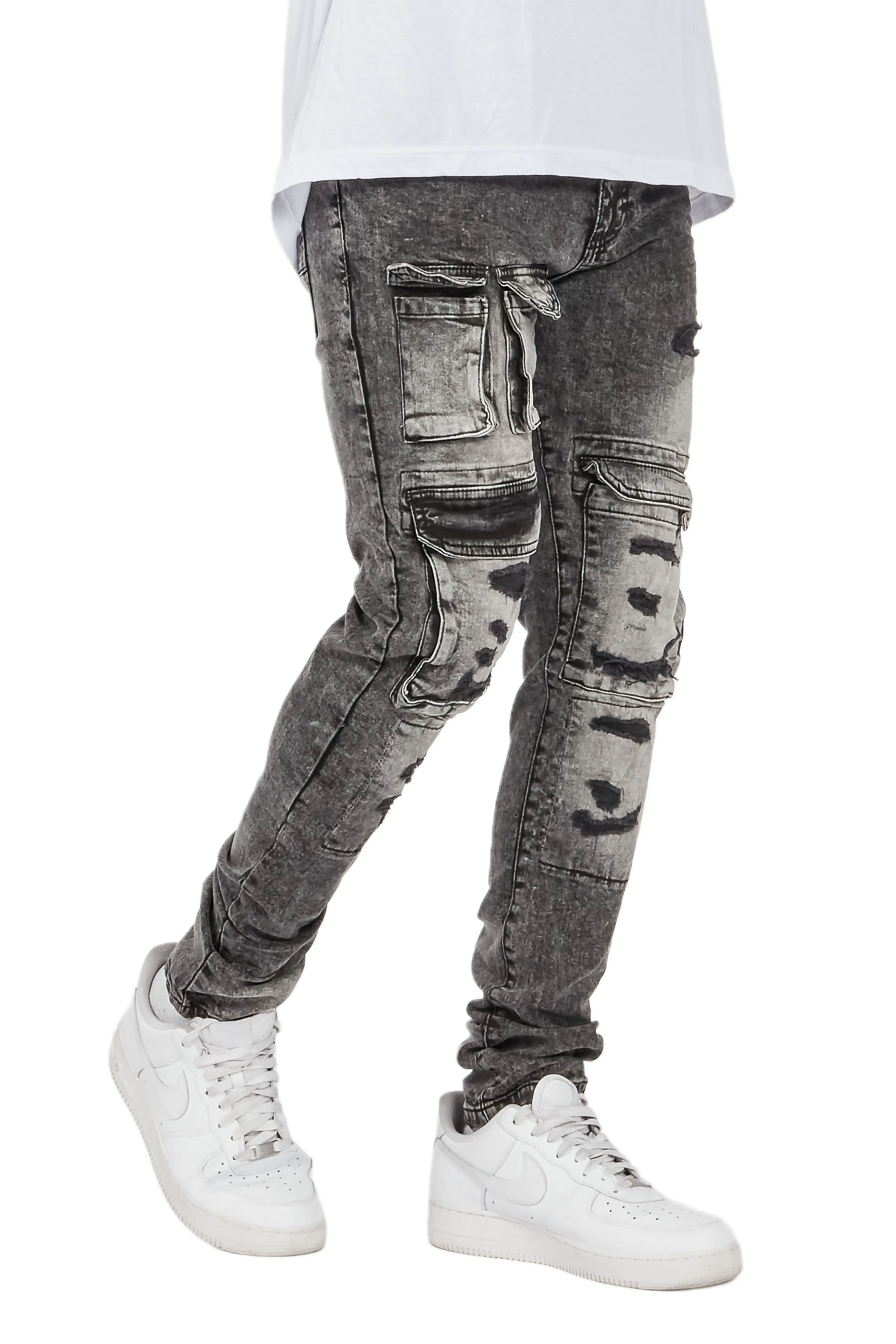 Imran Black Wash Slim Cargo Jean - Image 6