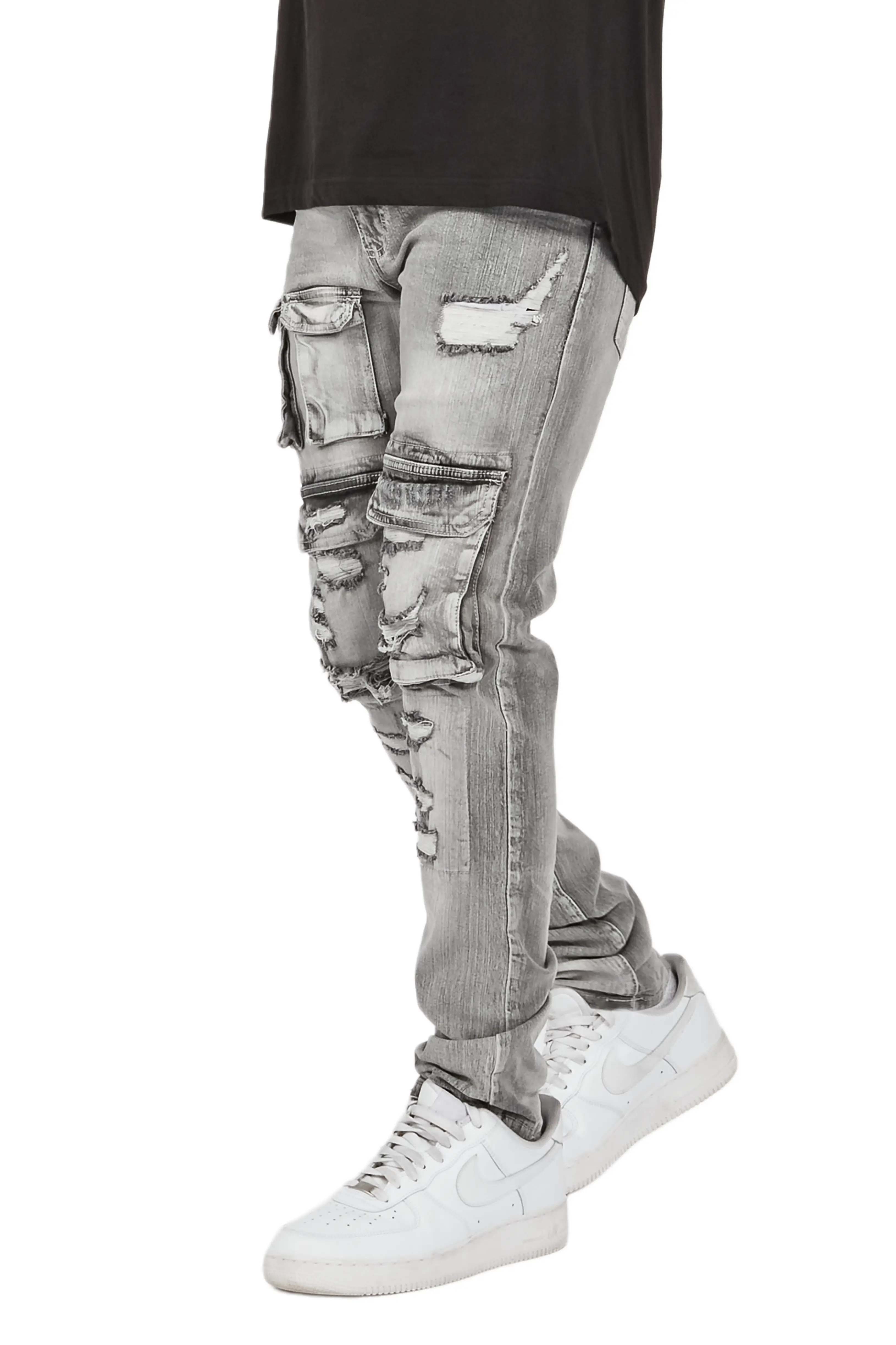 Imran Grey Slim Cargo Jean - Image 6