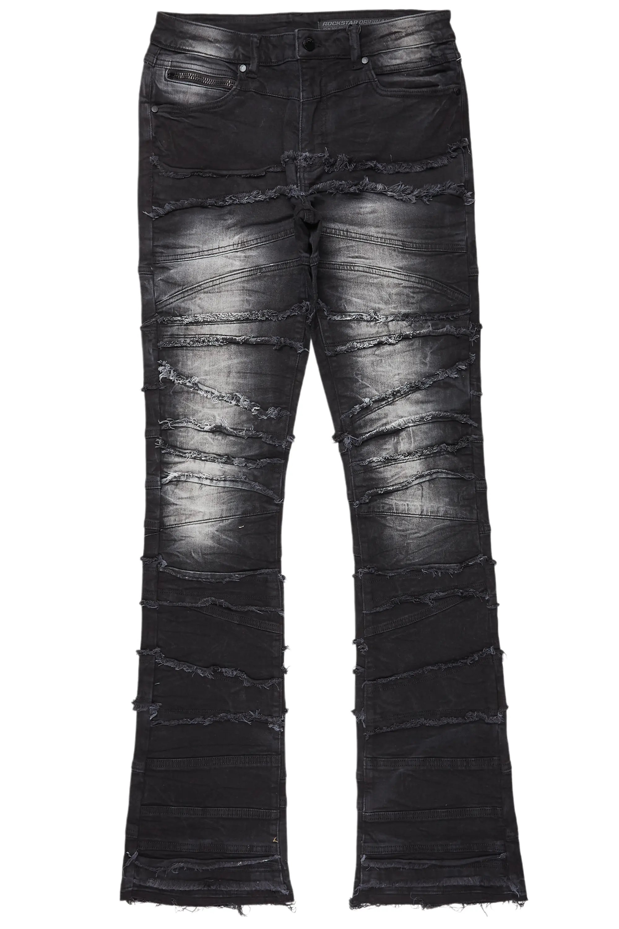 Franko Black Stacked Flare Jean - Image 2